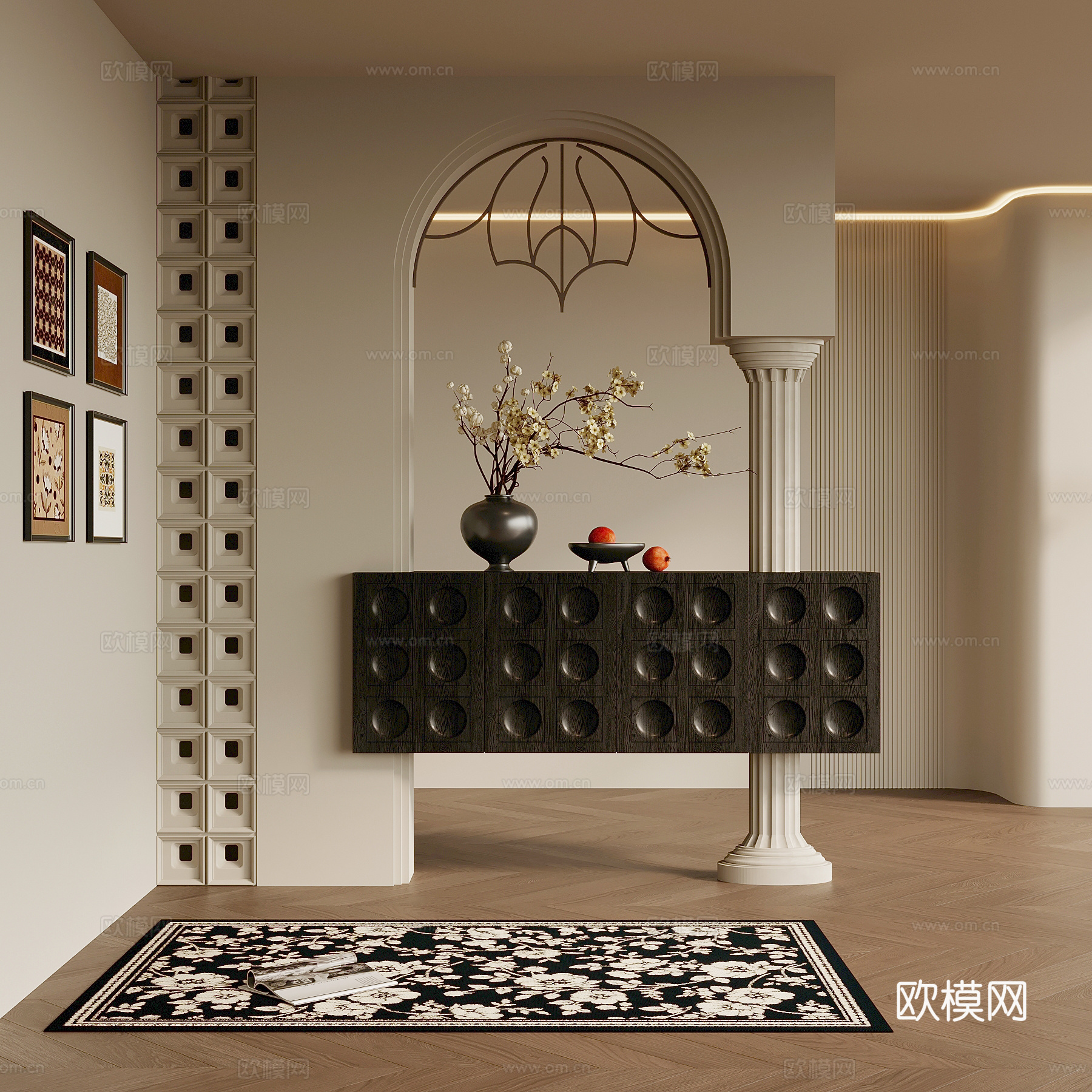 法式玄关  玄关隔断 玄关柜3d模型