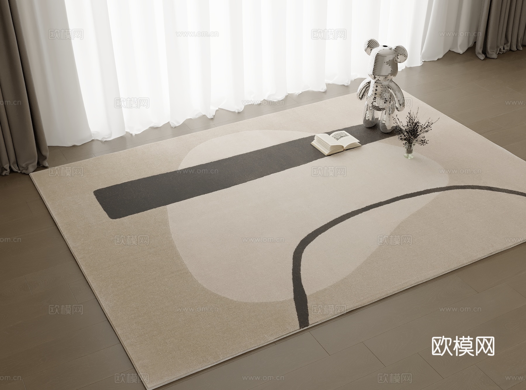 奶油风地毯 中古地毯 现代地毯 几何地毯 高质量地毯 地毯3d模型