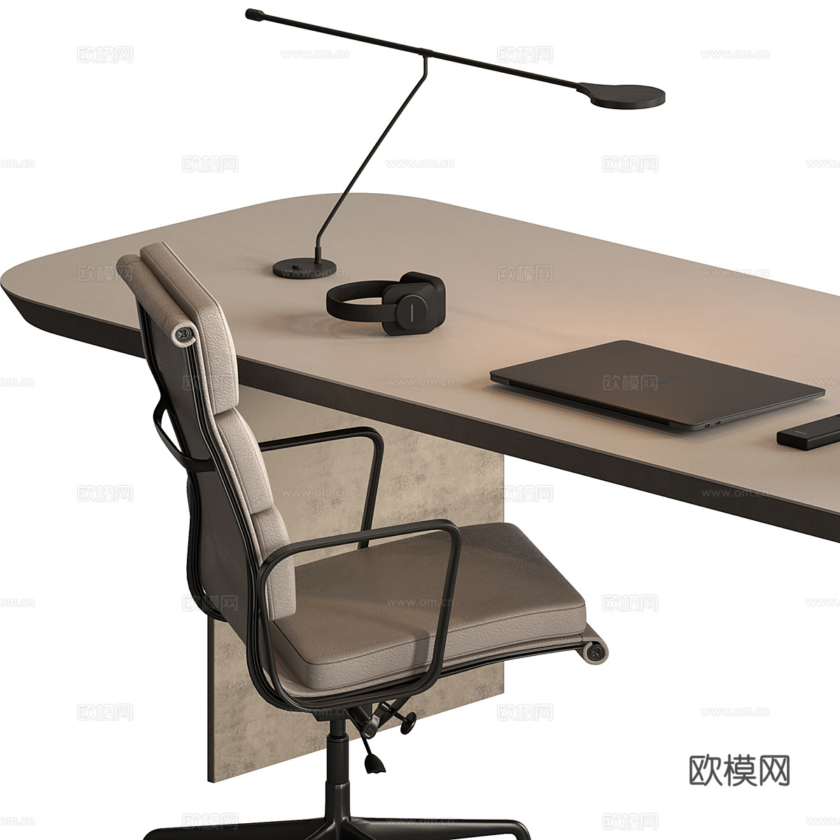 现代意式轻奢书桌椅 办公桌椅3d模型