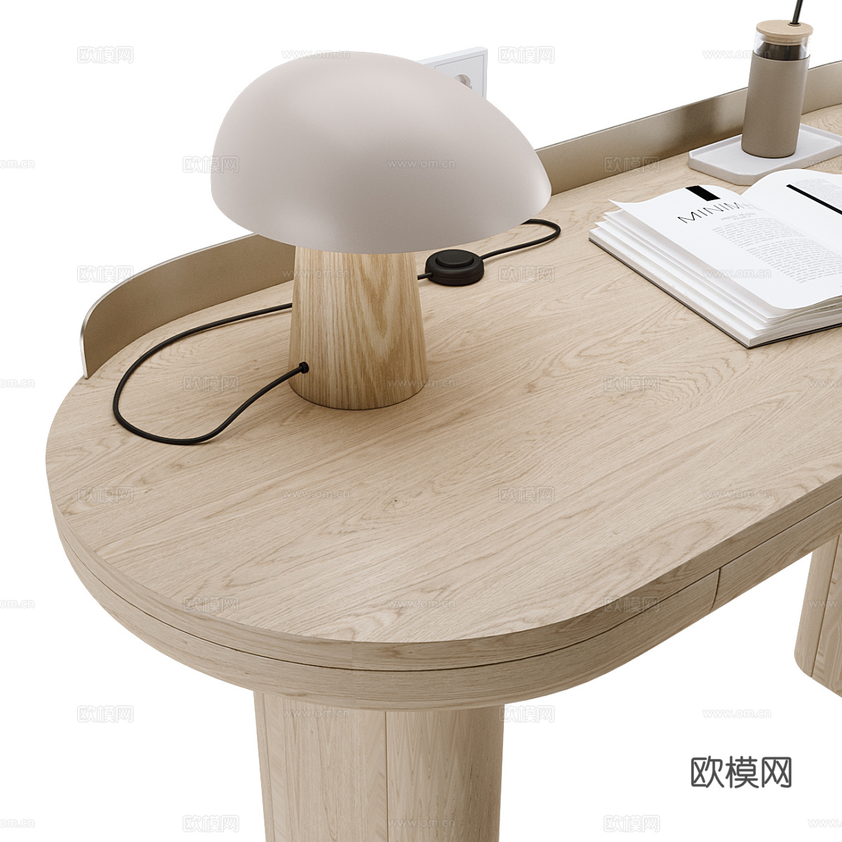 现代意式原木书桌椅3d模型