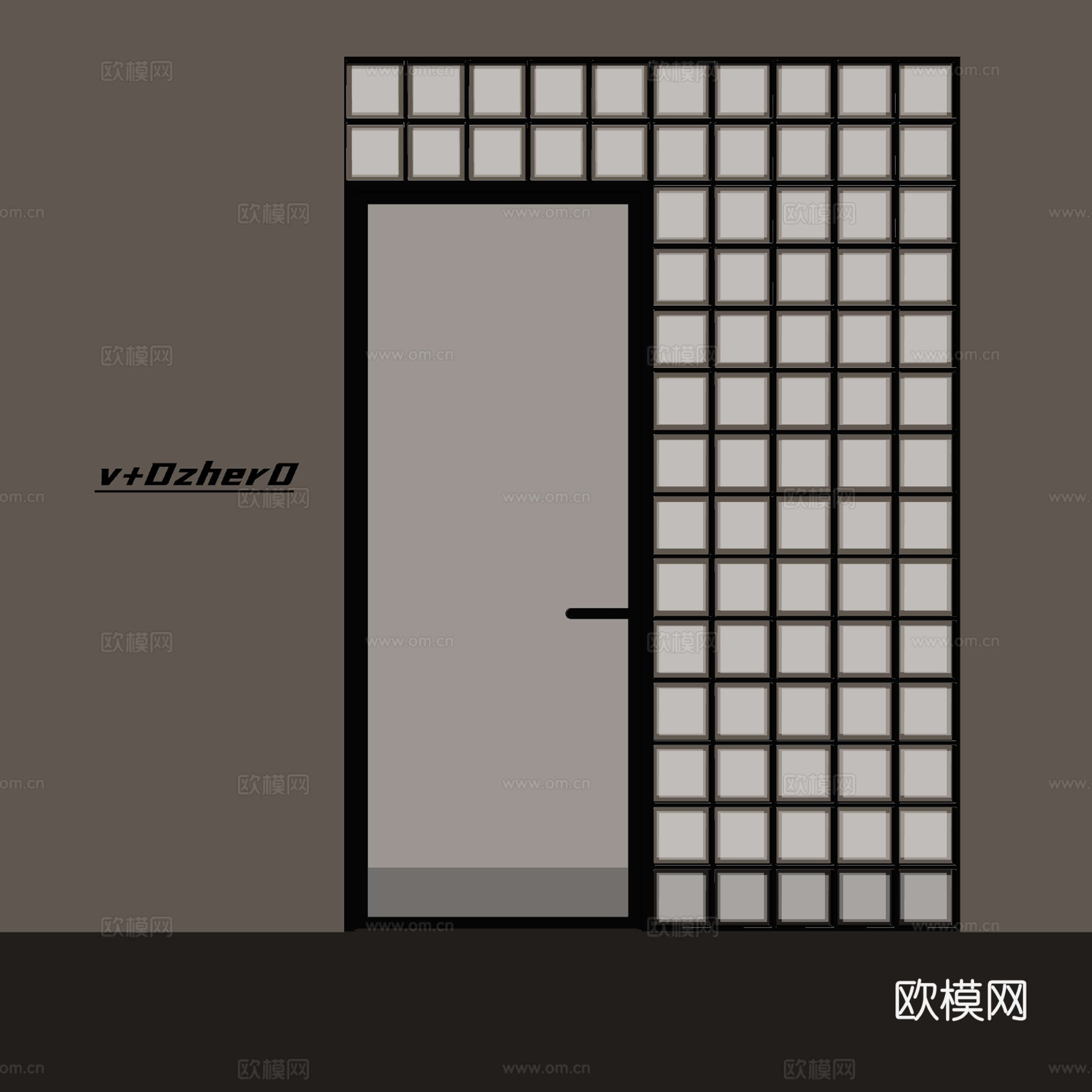 现代玻璃门su模型
