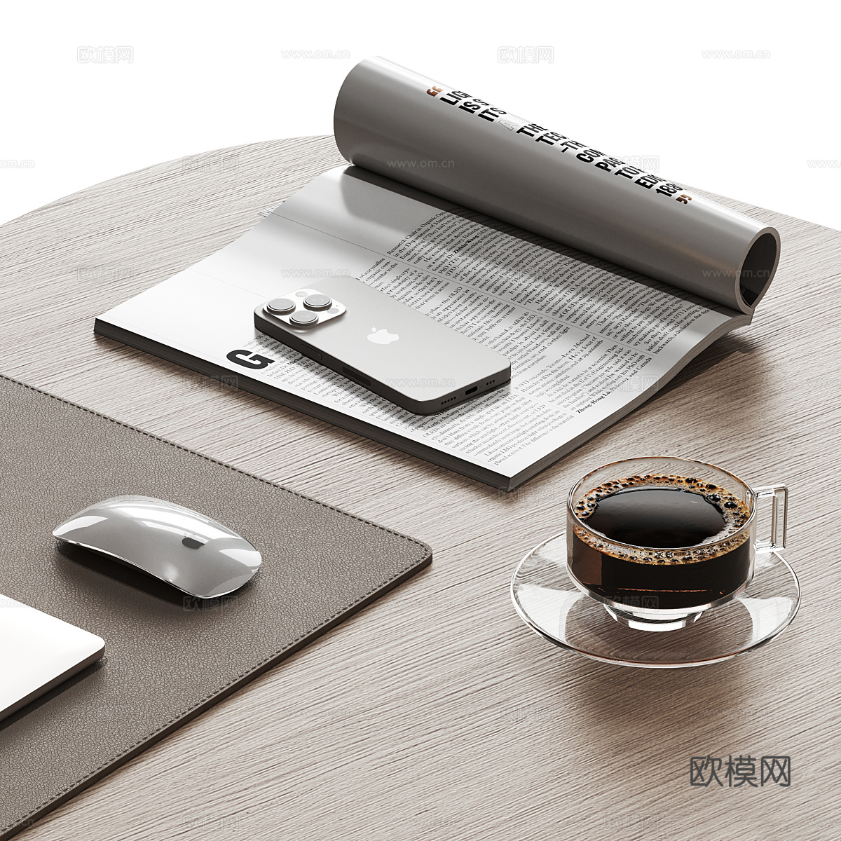 现代意式极简书柜 书桌椅3d模型