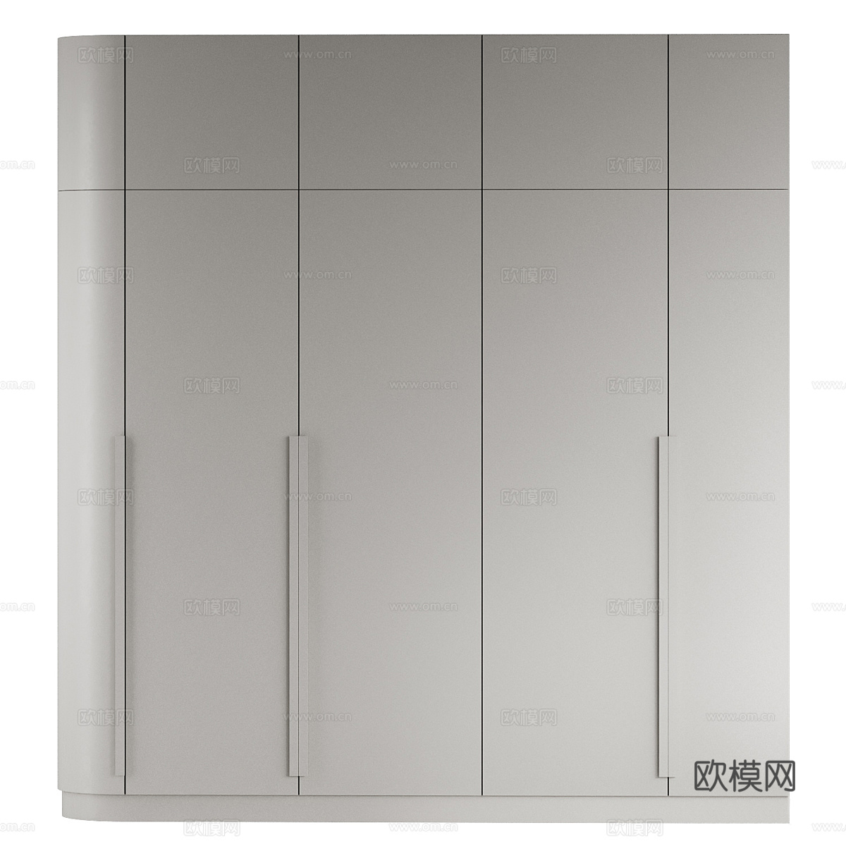 现代极简弧形开门衣柜3d模型