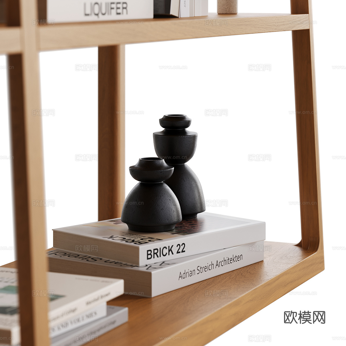 新中式原木装饰边柜 矮柜 书架3d模型