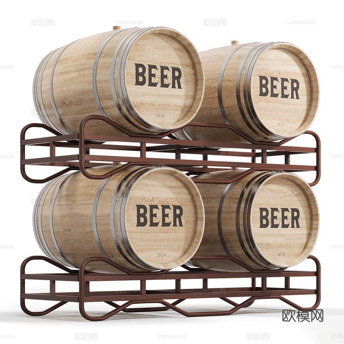 美式啤酒木桶3d模型