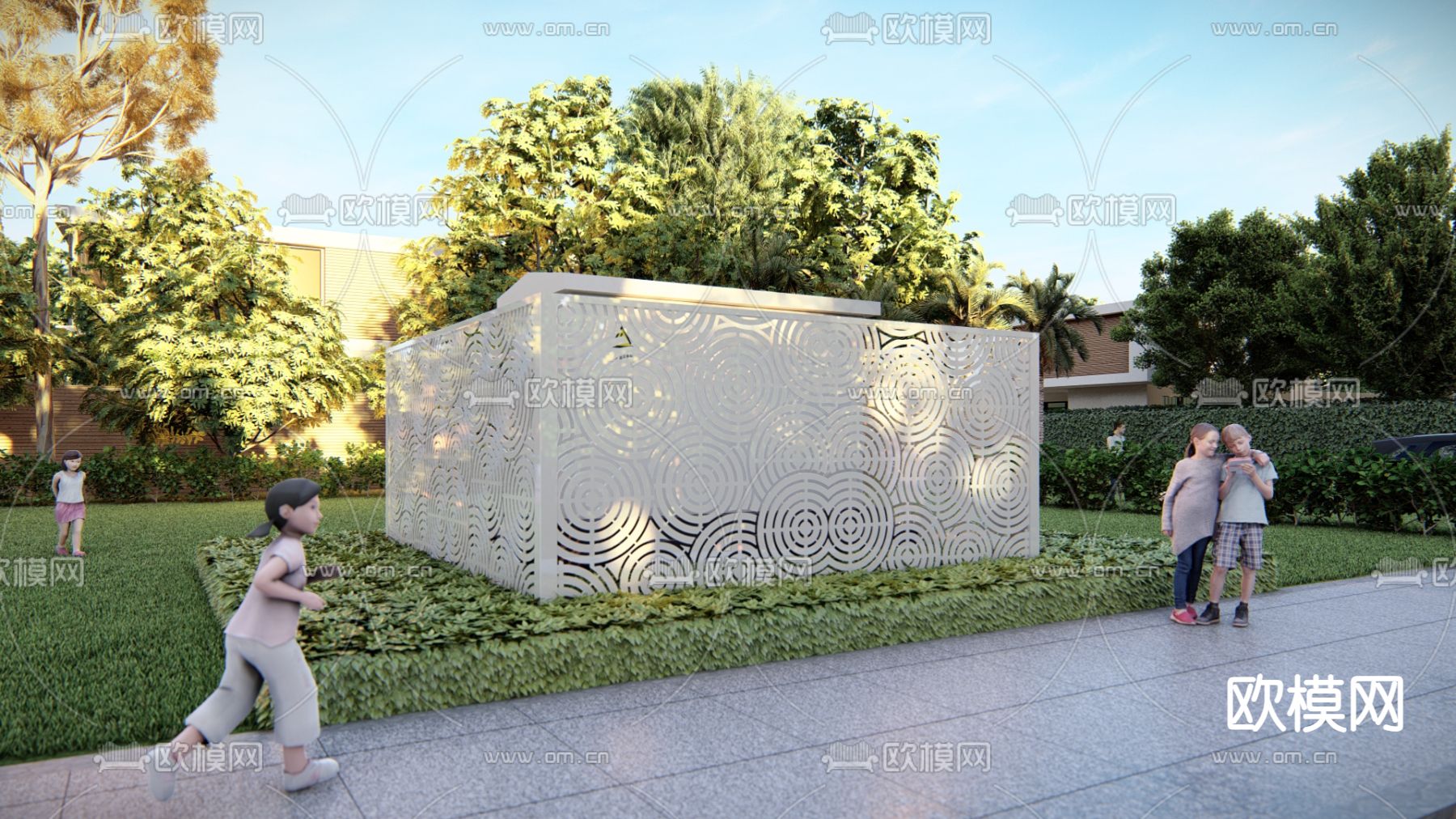 现代户外电箱su模型下载（渲染图1）