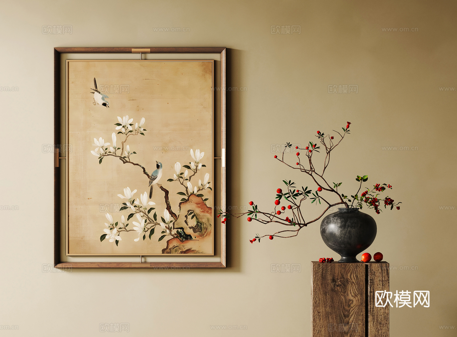 新中式宋式风挂画su模型