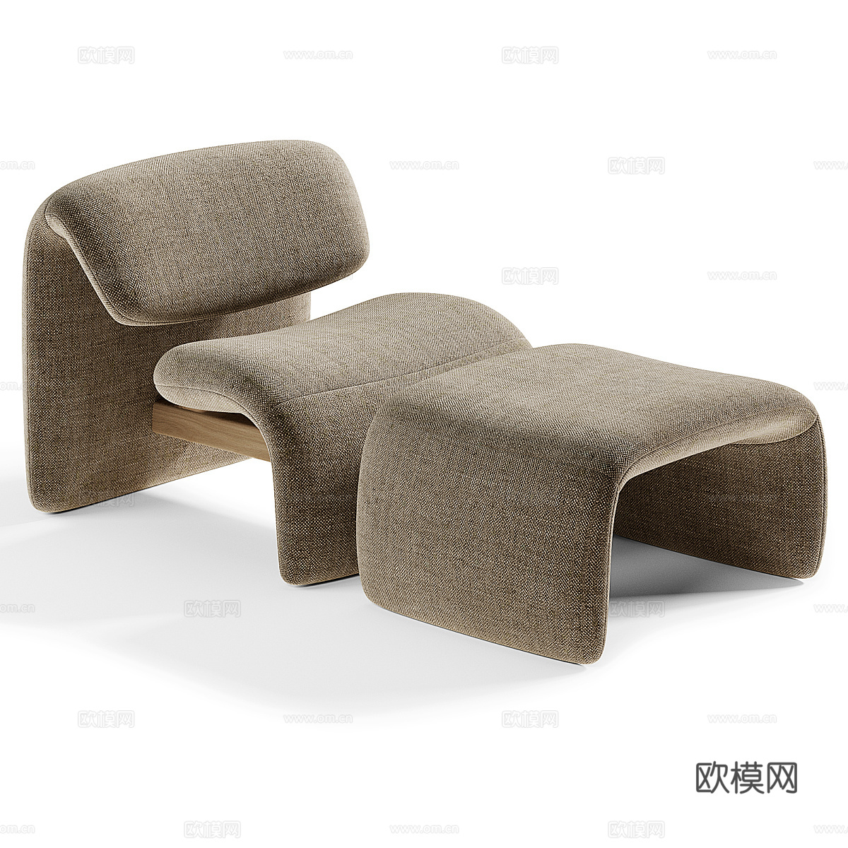 现代意式奶油风布艺休闲椅3d模型