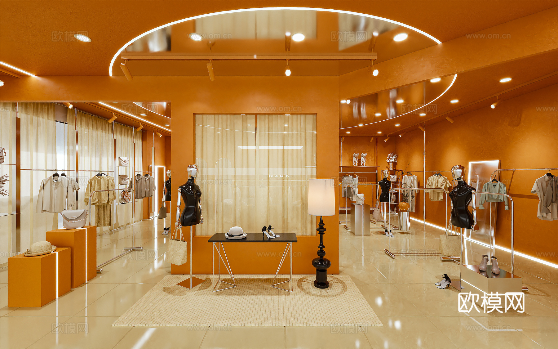 服装店 女装店 挂衣架 衣帽架 衣服3d模型