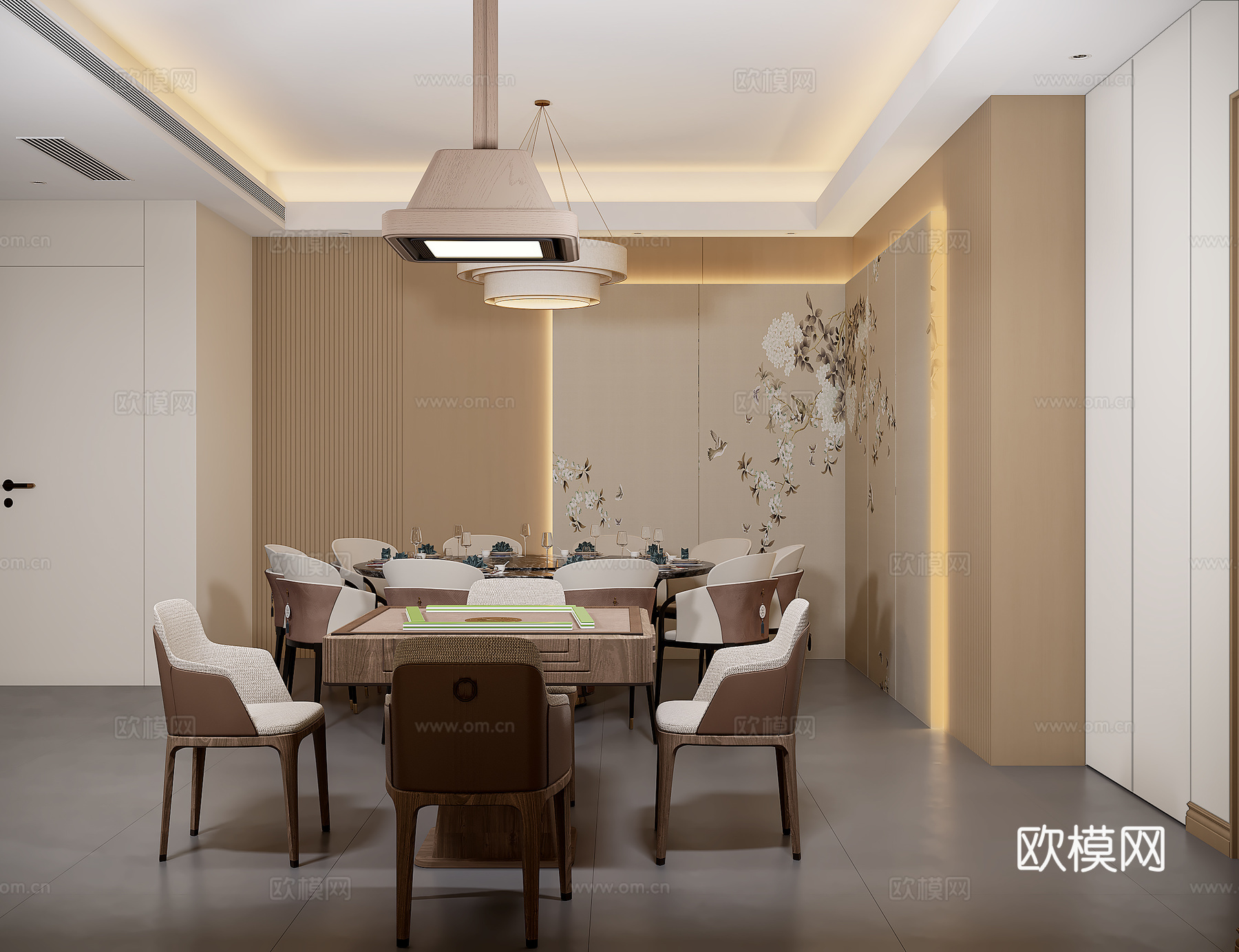 新中式棋牌室包间3d模型