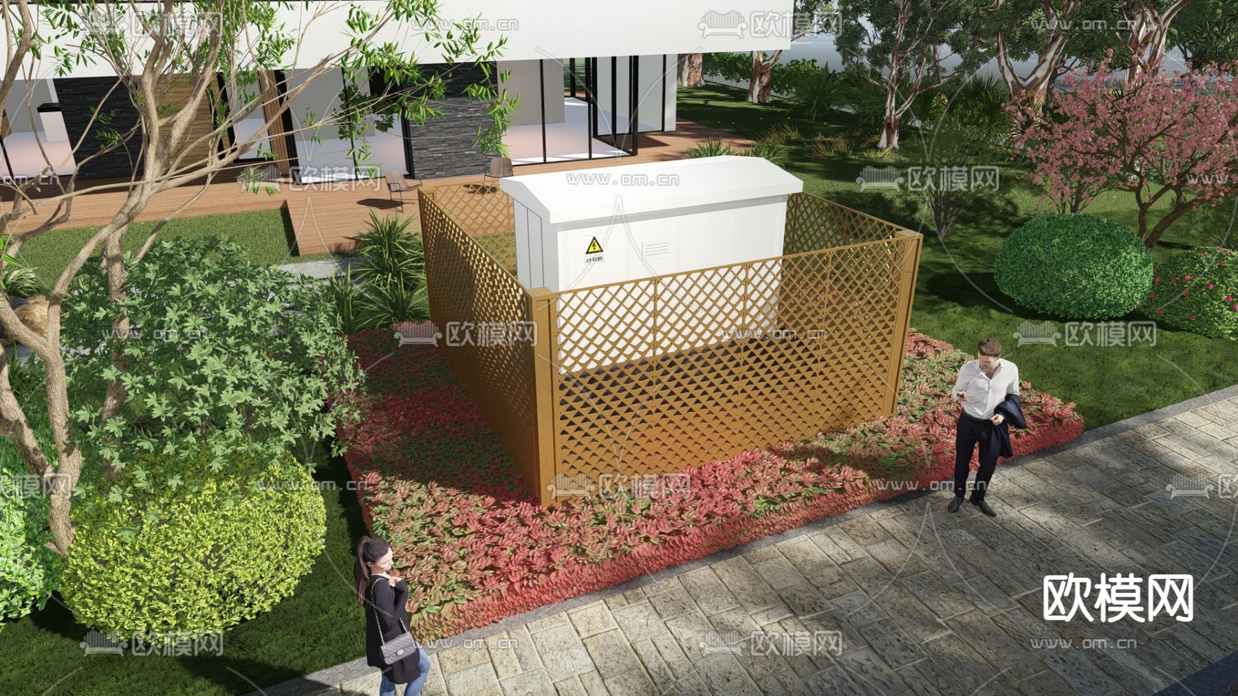 现代户外电箱su模型下载（渲染图1）