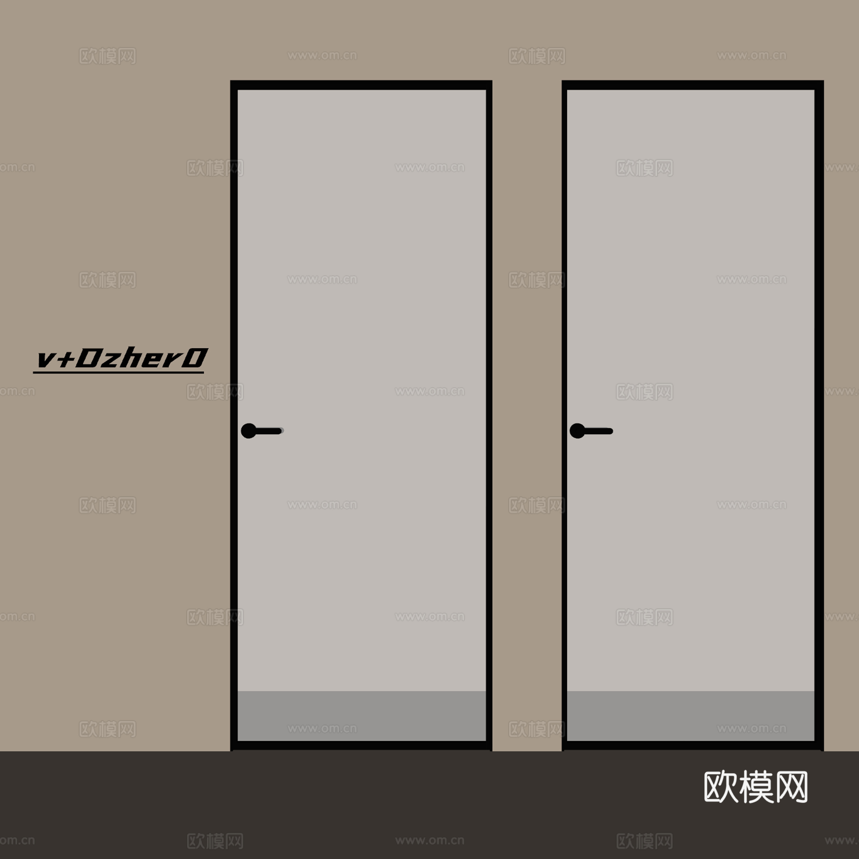 现代玻璃门su模型