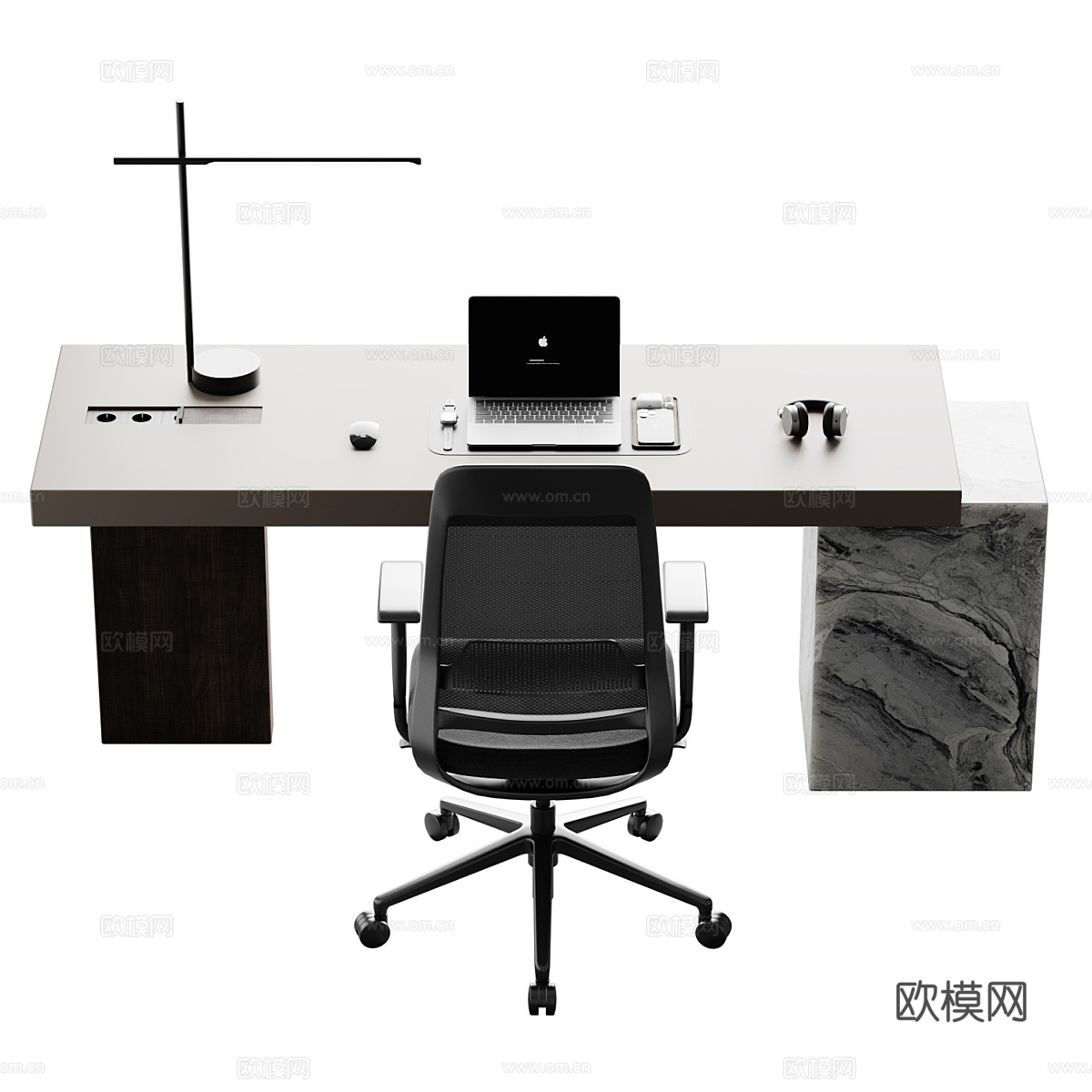 现代意式极简书桌椅 办公桌椅3d模型