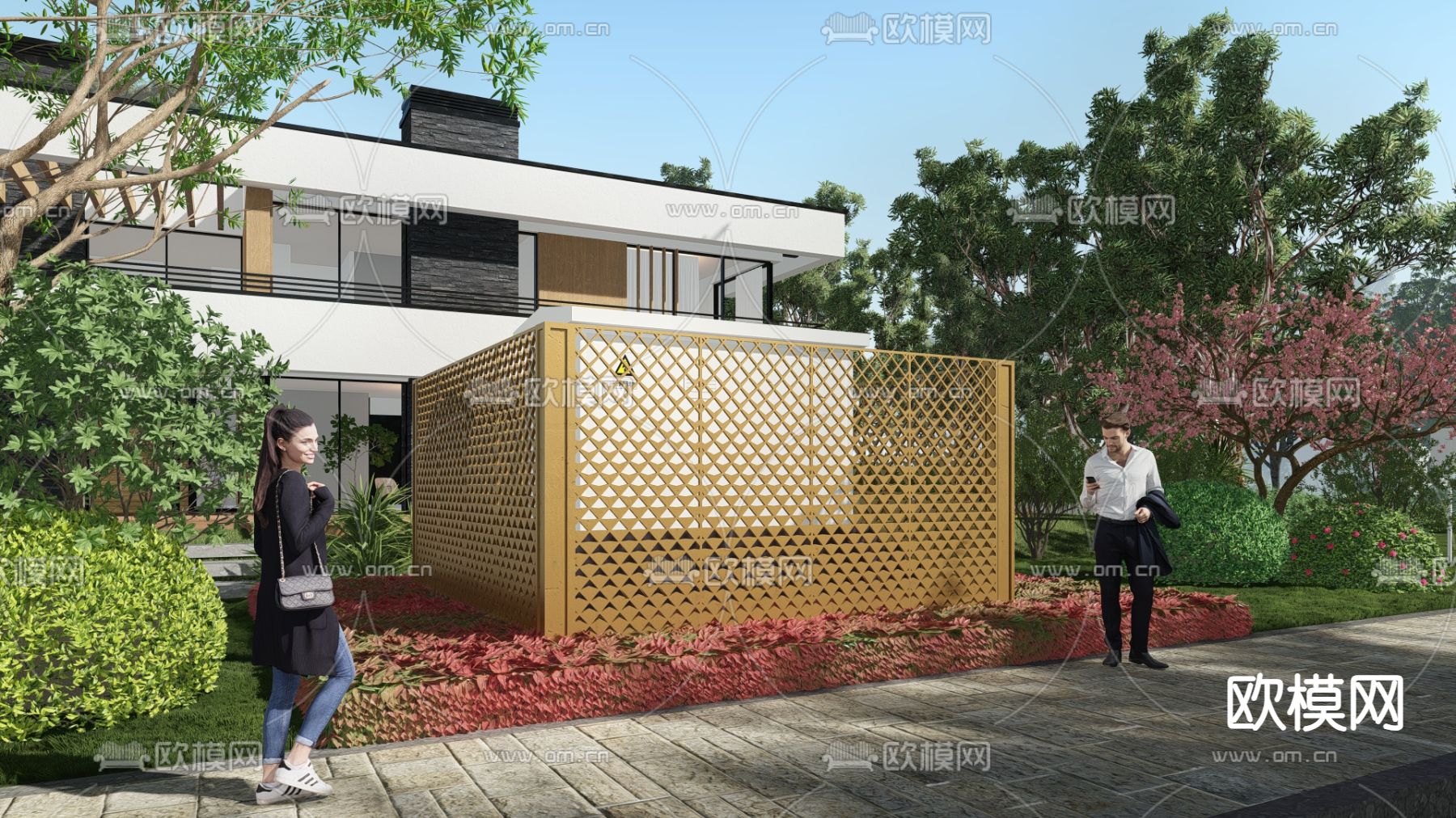 现代户外电箱su模型下载（渲染图2）