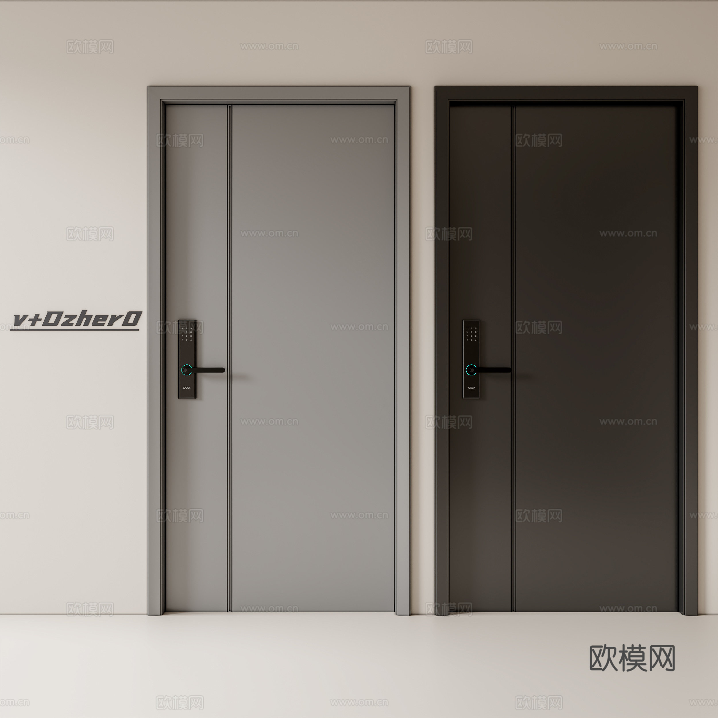 现代单开门3d模型