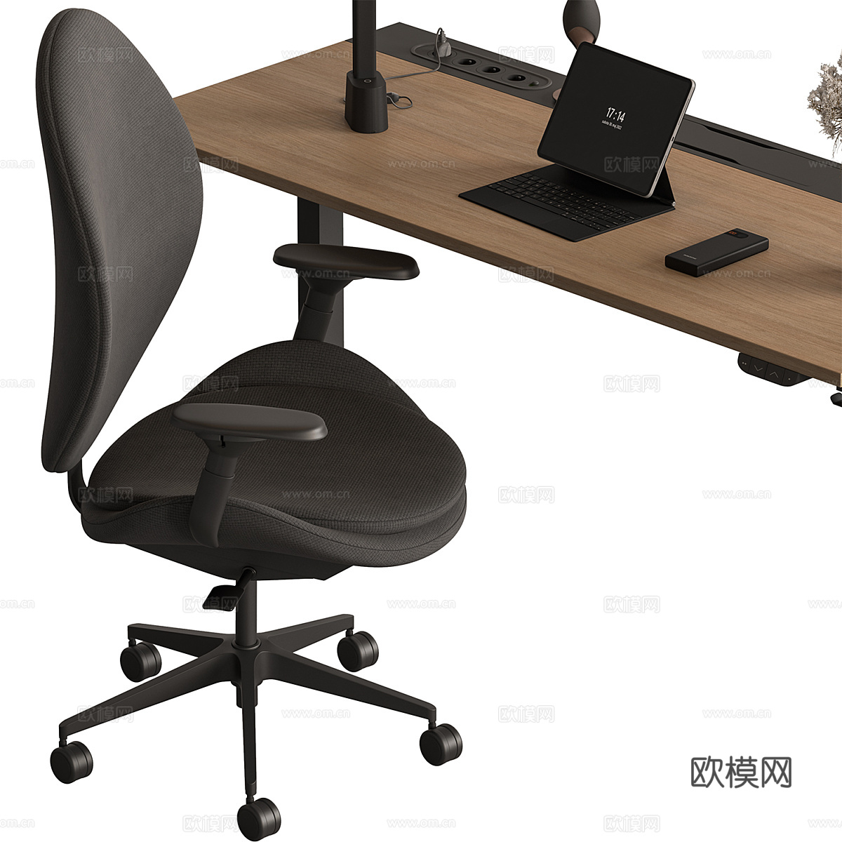 现代意式极简书桌椅 办公桌椅3d模型