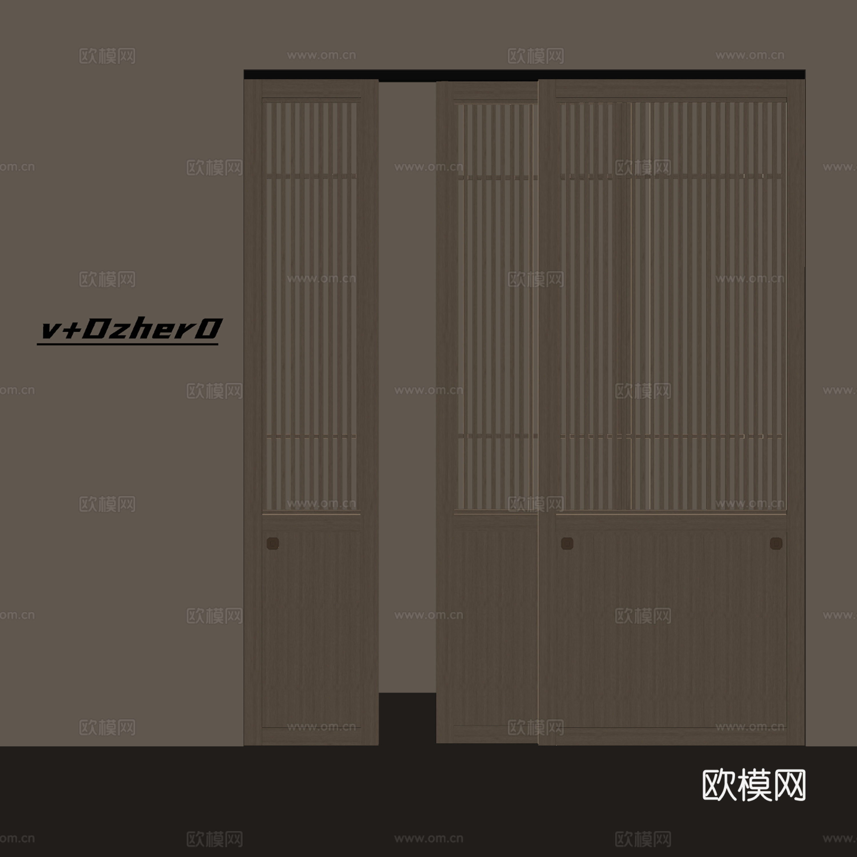 中古风推拉门su模型