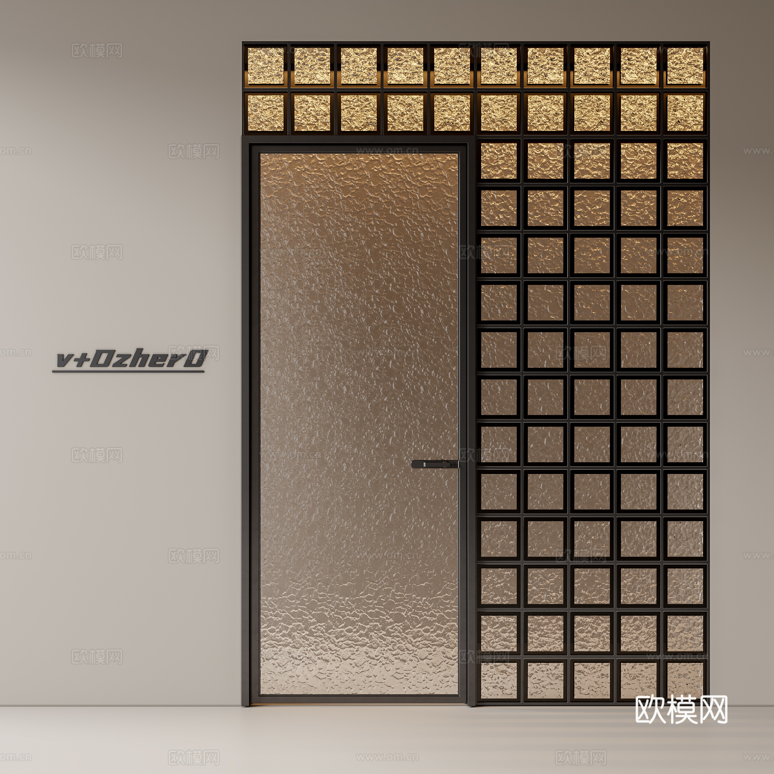 现代玻璃门su模型