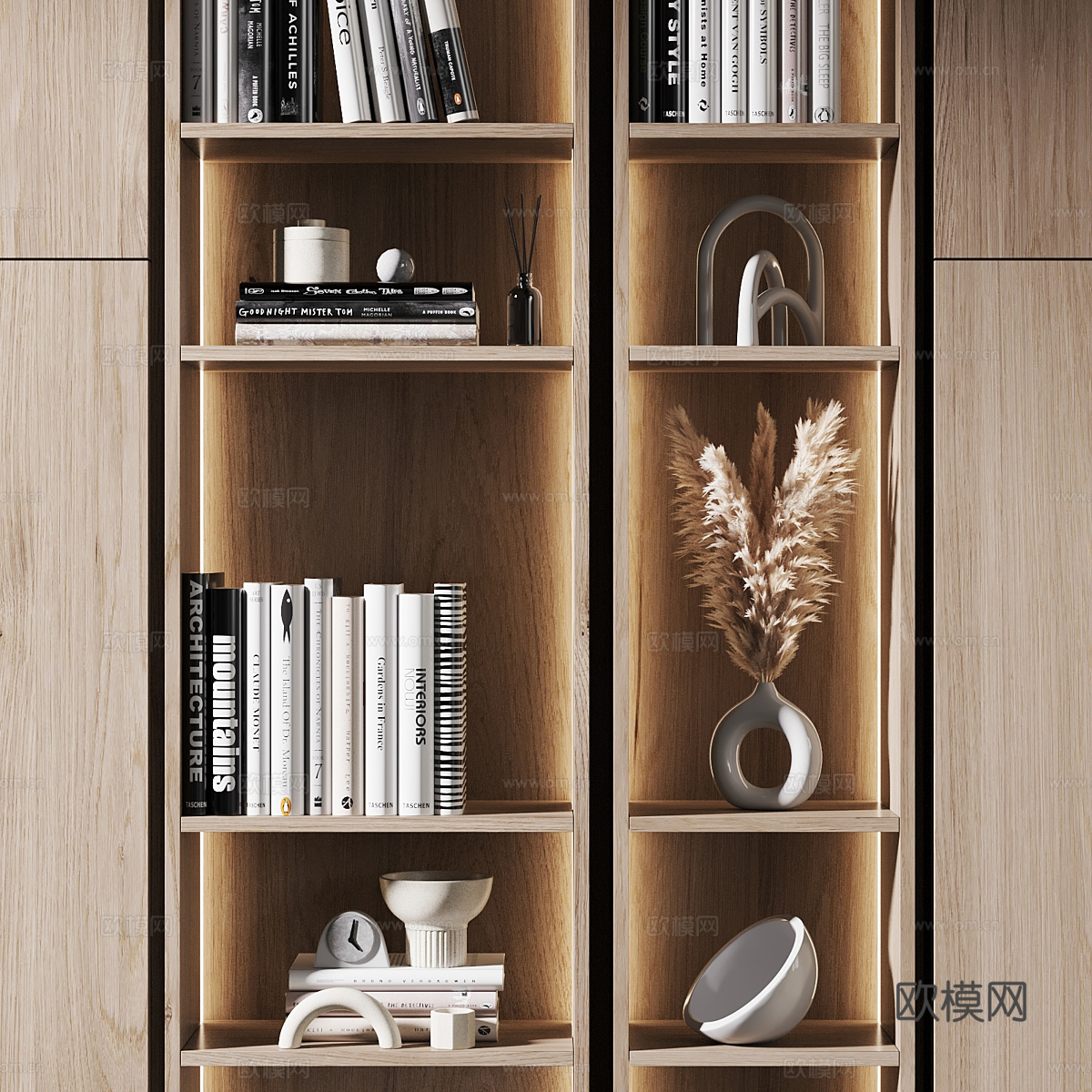 现代意式极简装饰书柜3d模型