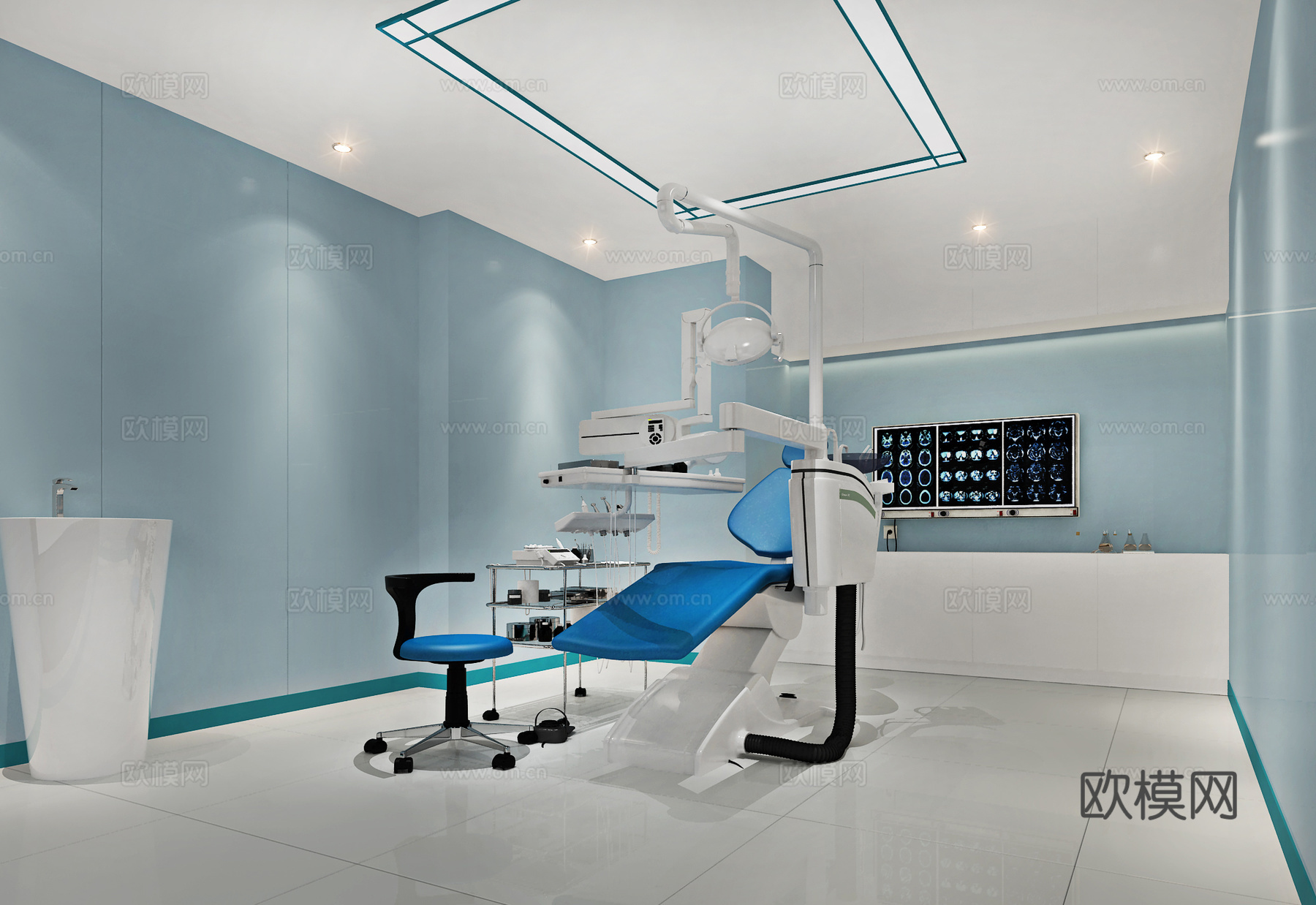 现代医疗诊所口腔室 口腔科器材3d模型