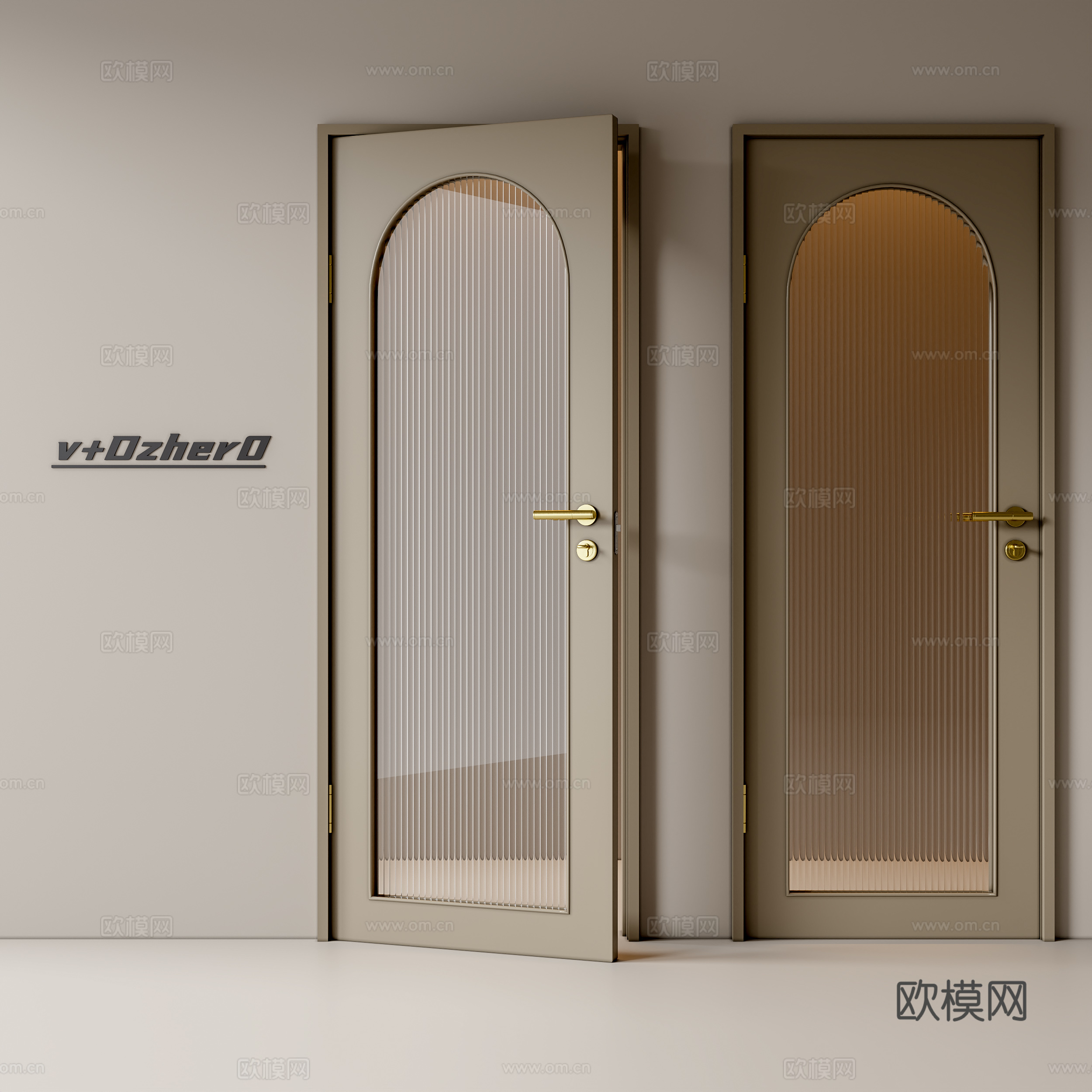 现代玻璃门su模型