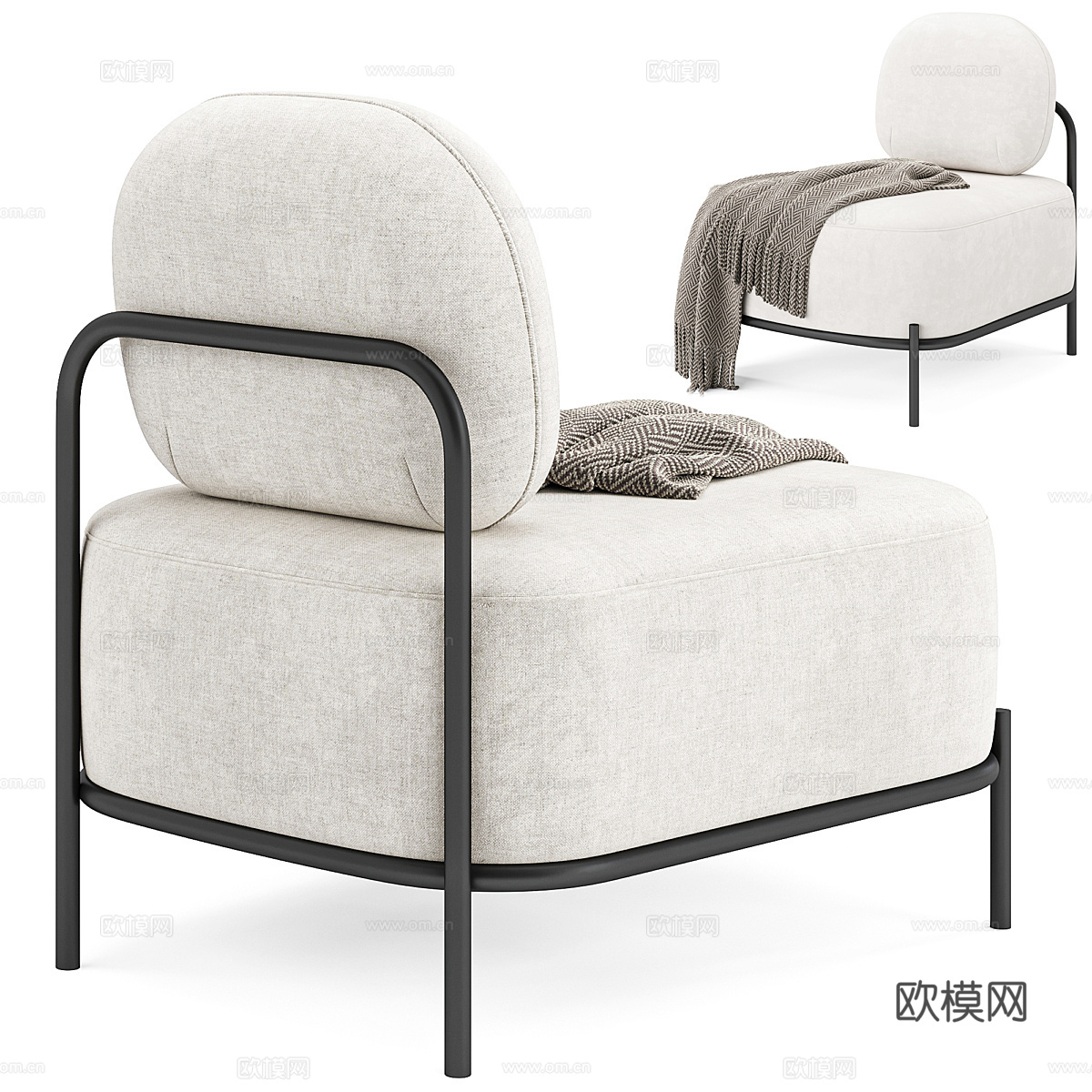 现代意式极简沙发椅3d模型
