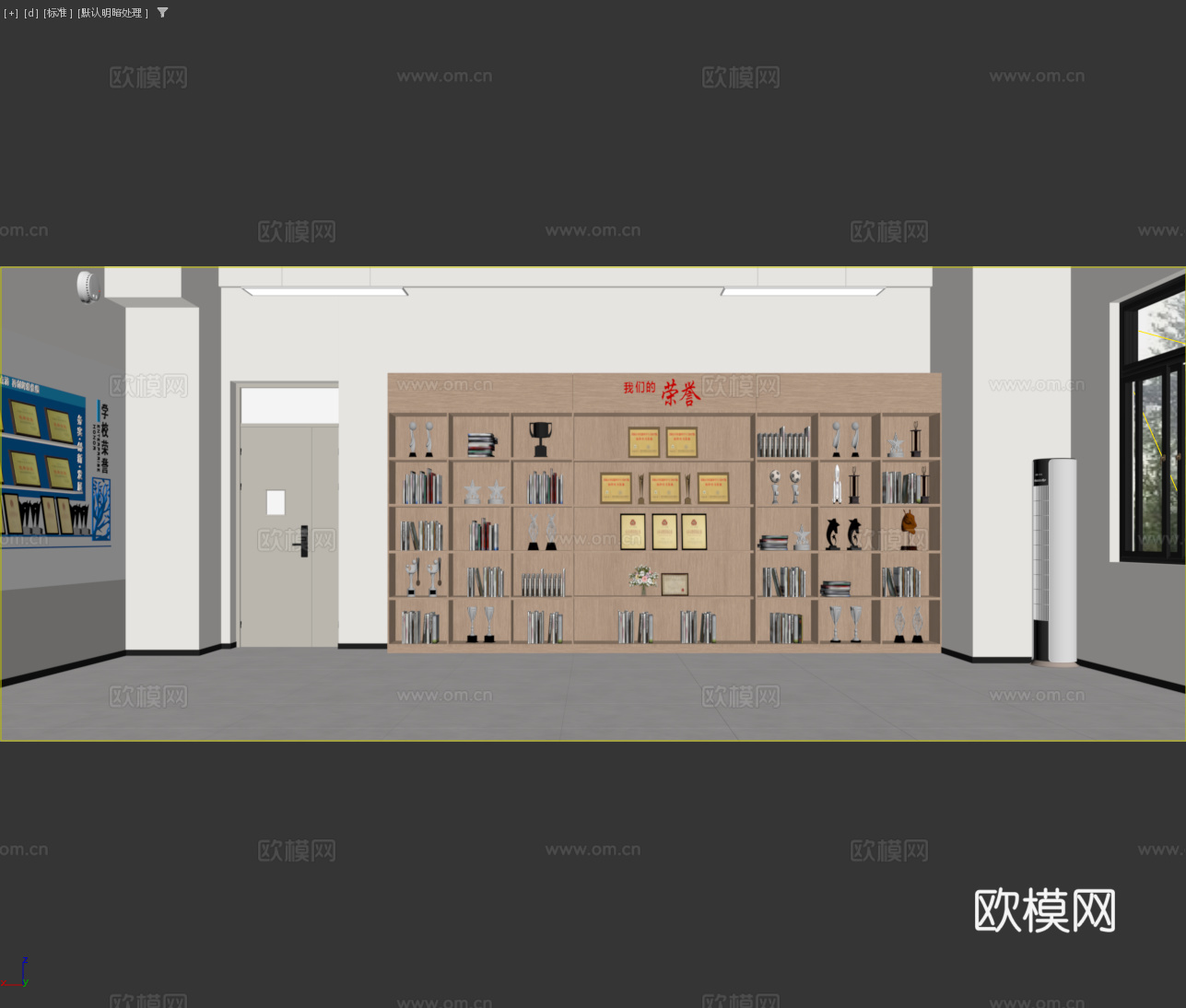 现代荣誉展柜展厅 企业文化展示柜 公司文化展示墙 荣誉墙文化3d模型