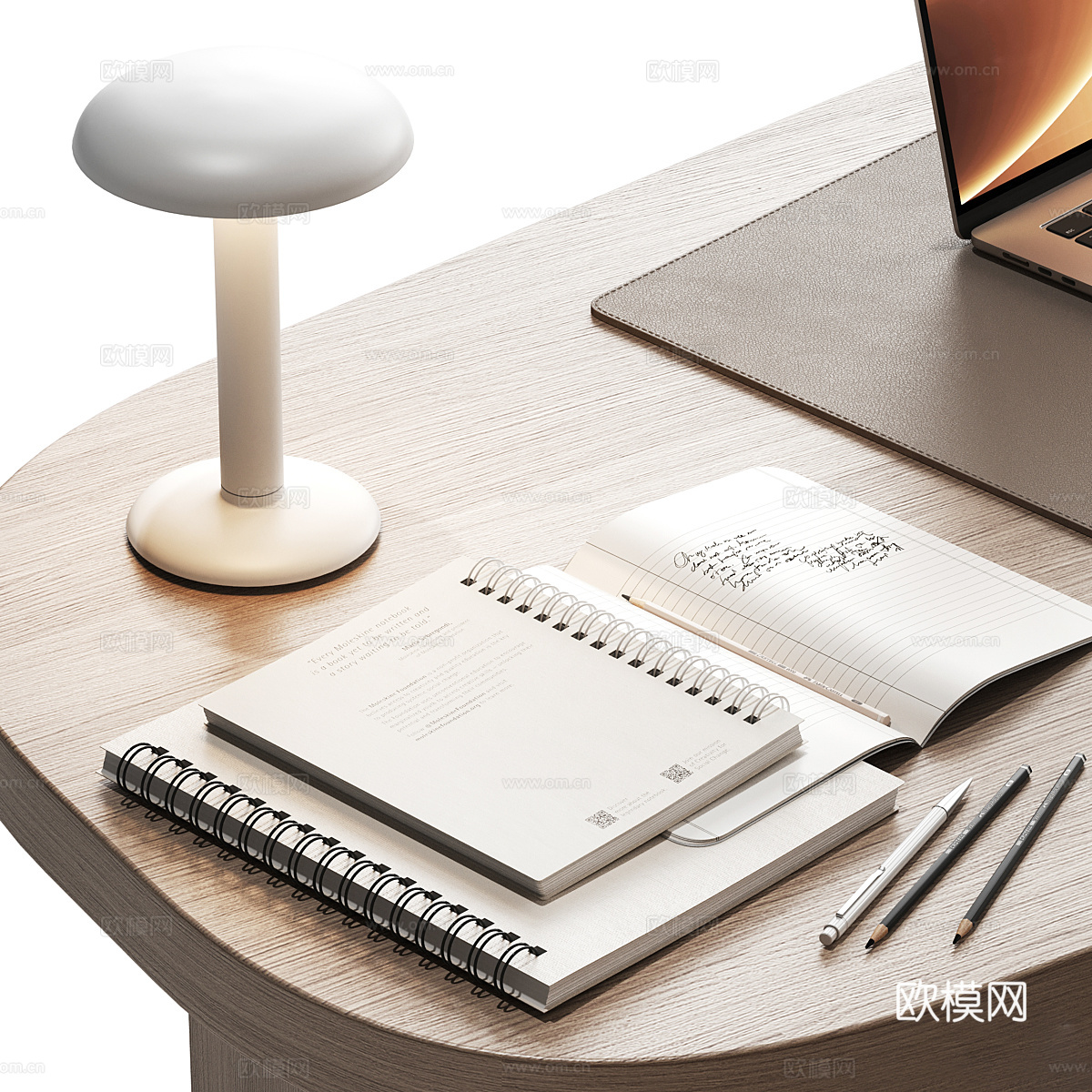 现代意式极简书柜 书桌椅3d模型