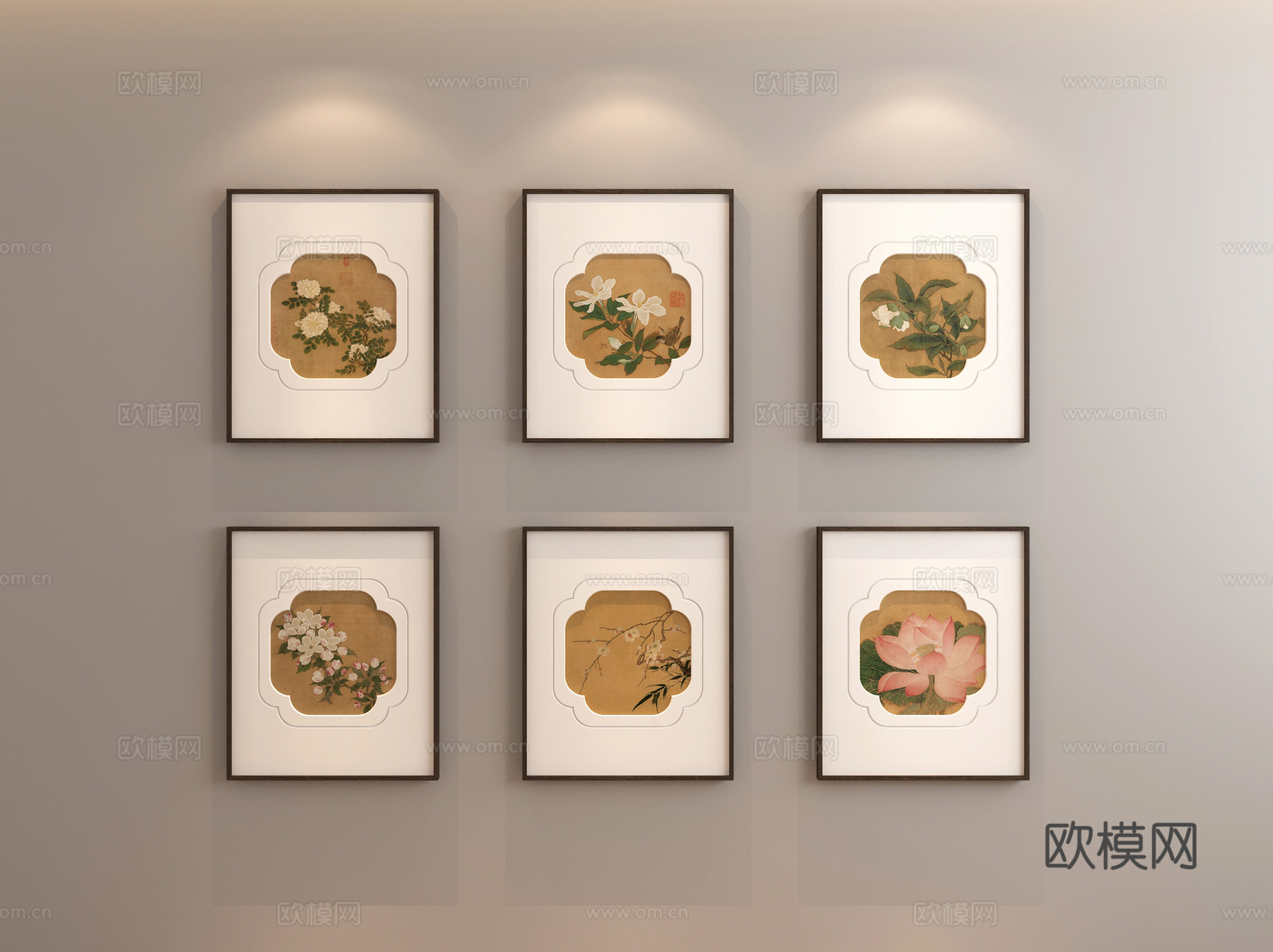 组合画 中式组合画 宋式美学组合画su模型