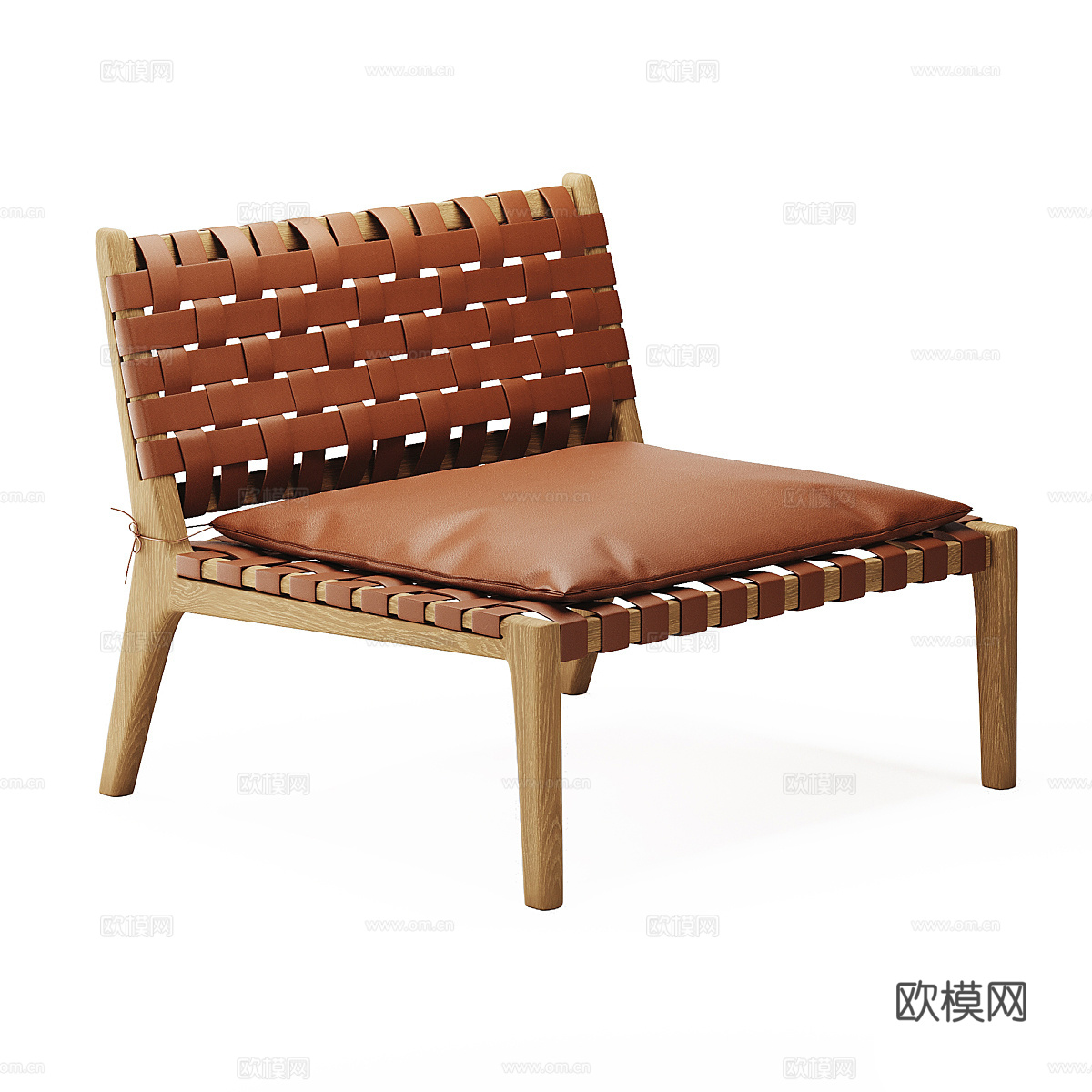 现代意式皮革藤编休闲椅3d模型