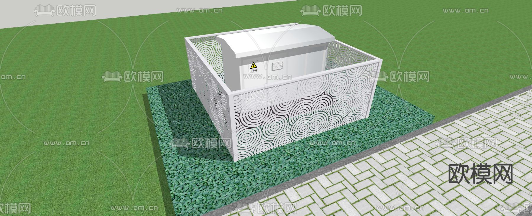 现代户外电箱su模型下载（渲染图2）