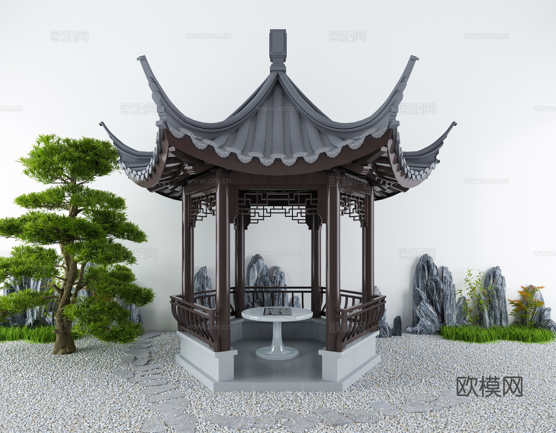 亭子 六角亭 凉亭su模型