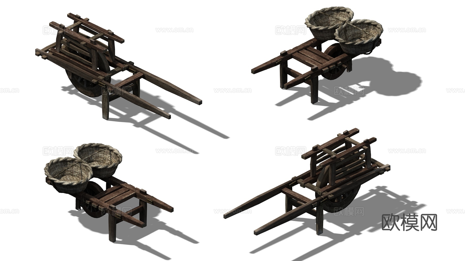 农具 推车 簸箕3d模型