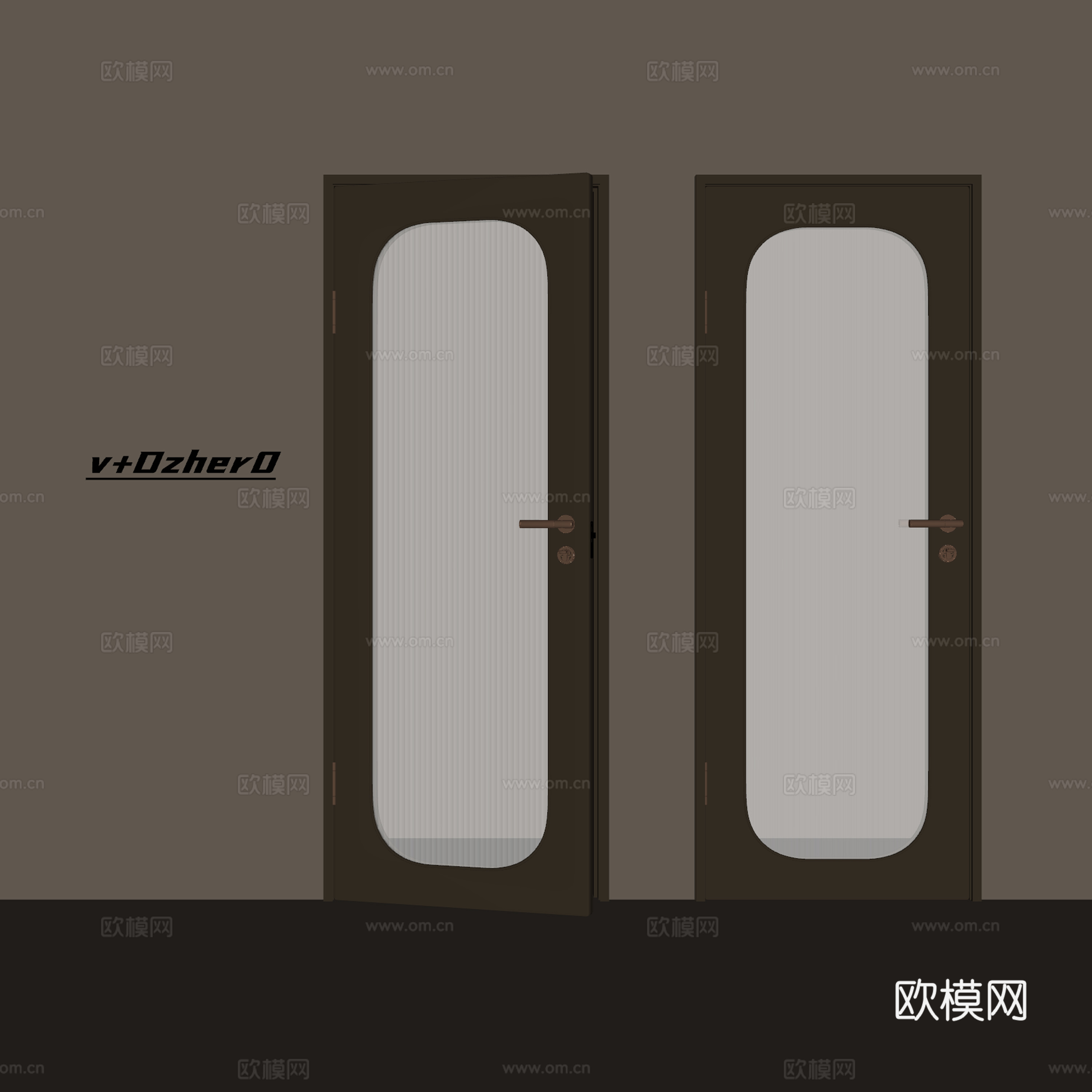 现代玻璃门su模型