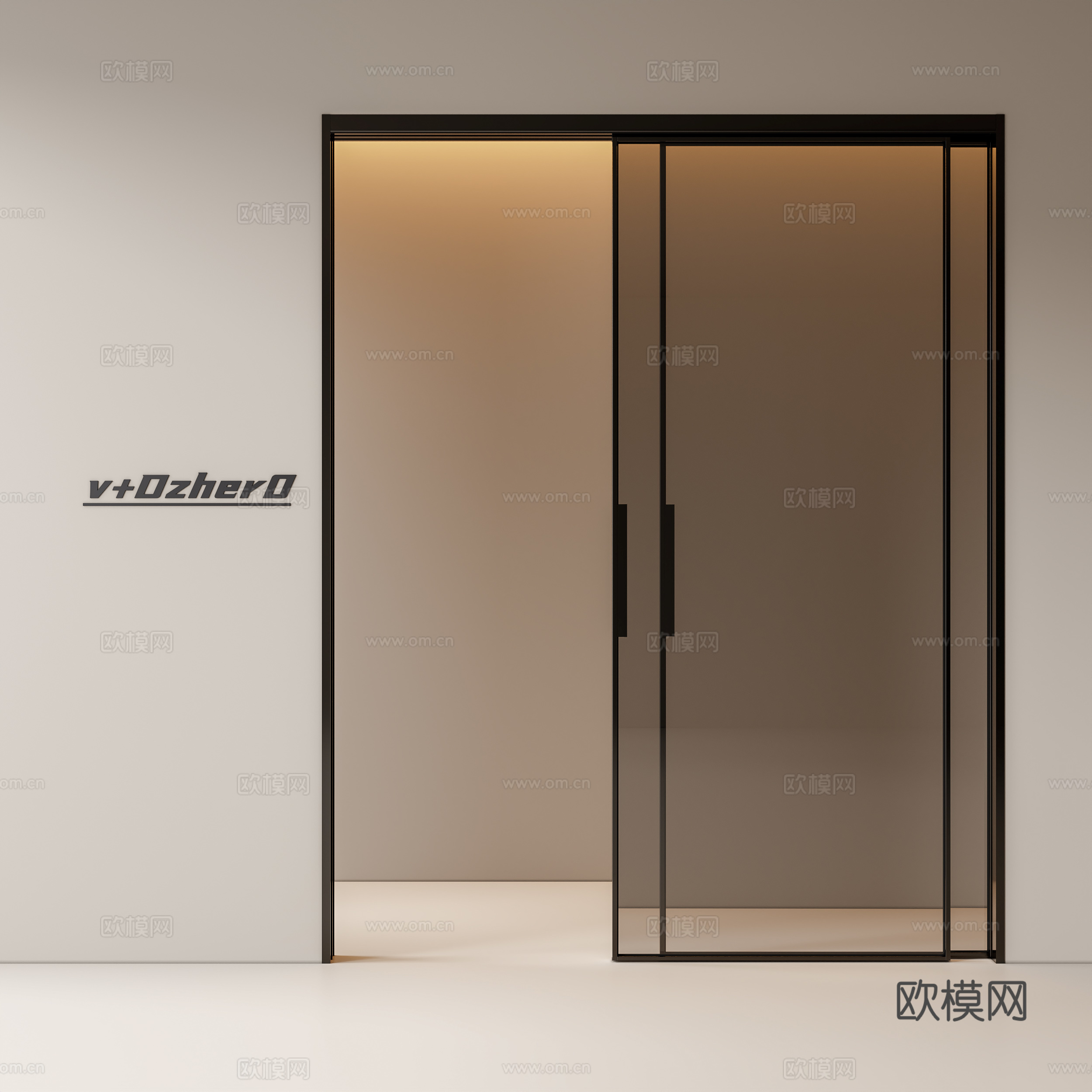 现代玻璃推拉门su模型