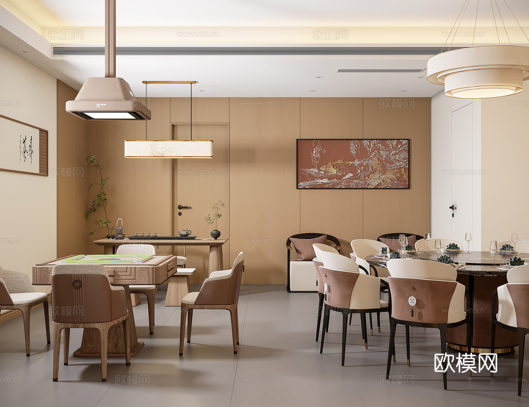 新中式棋牌室包间3d模型