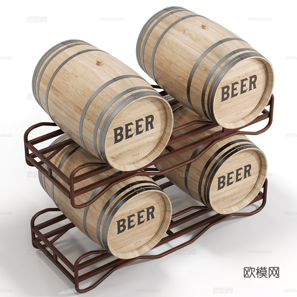美式啤酒木桶3d模型