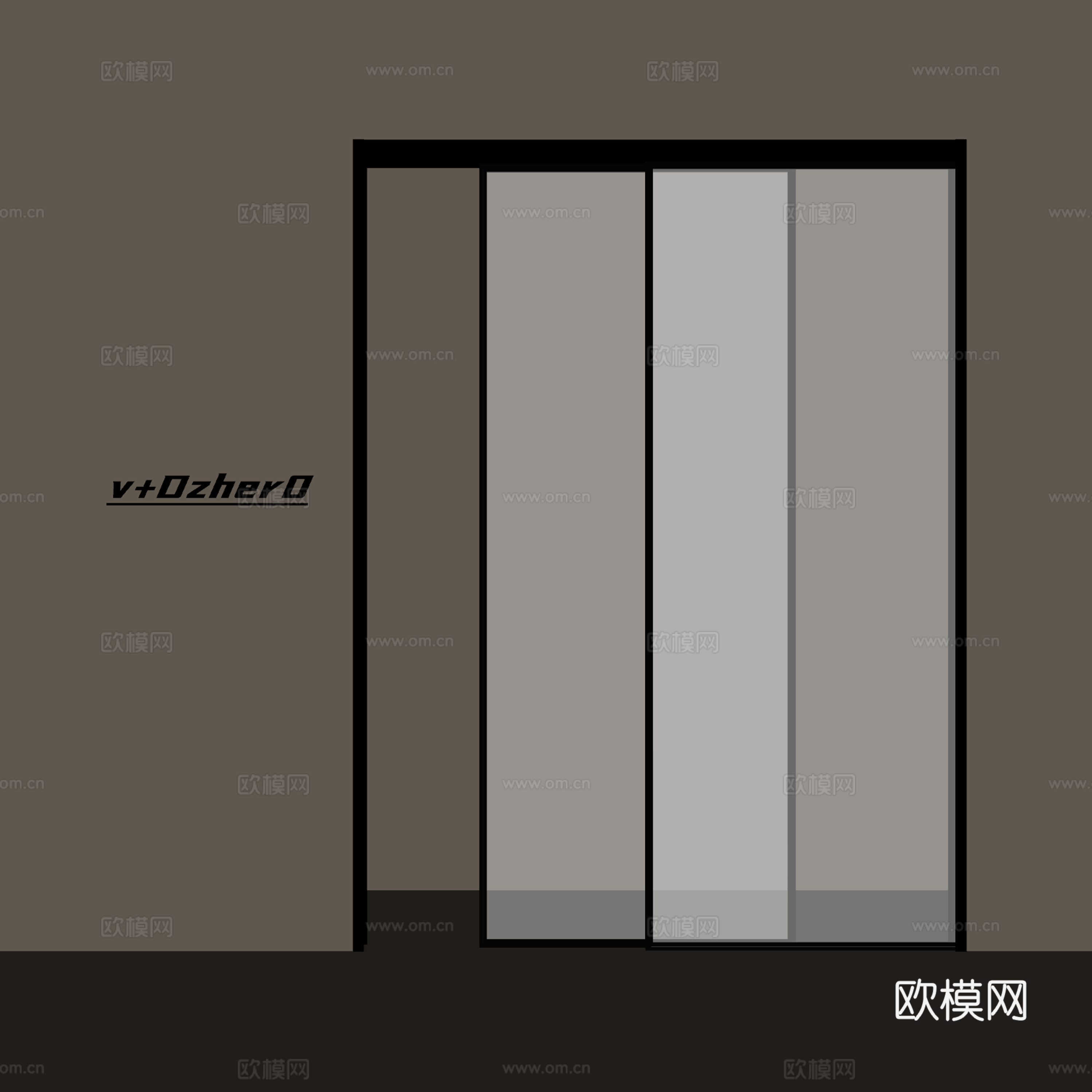 现代玻璃推拉门su模型