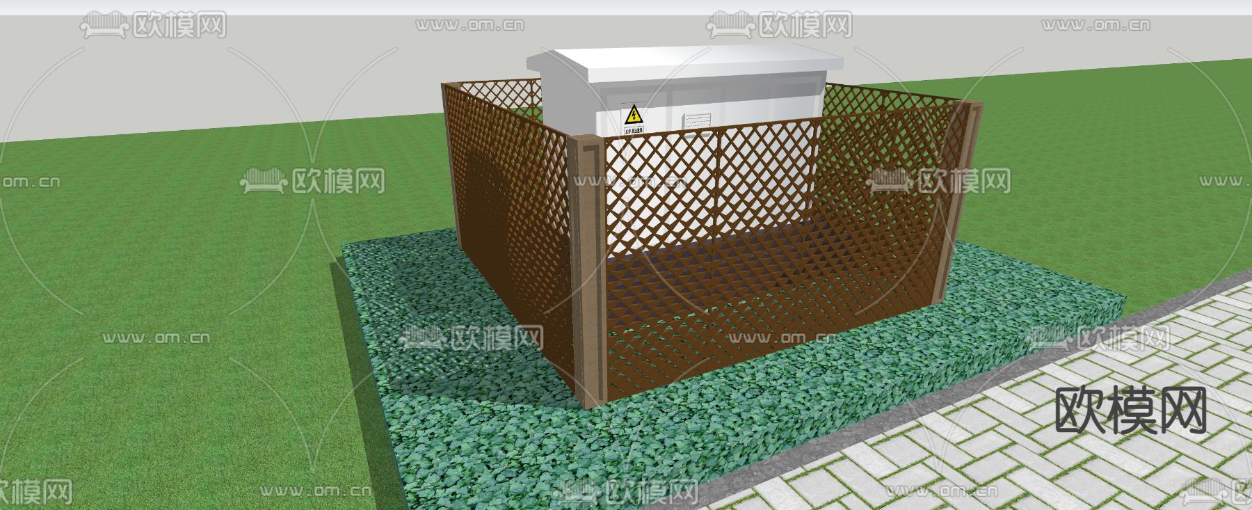 现代户外电箱su模型下载（渲染图3）