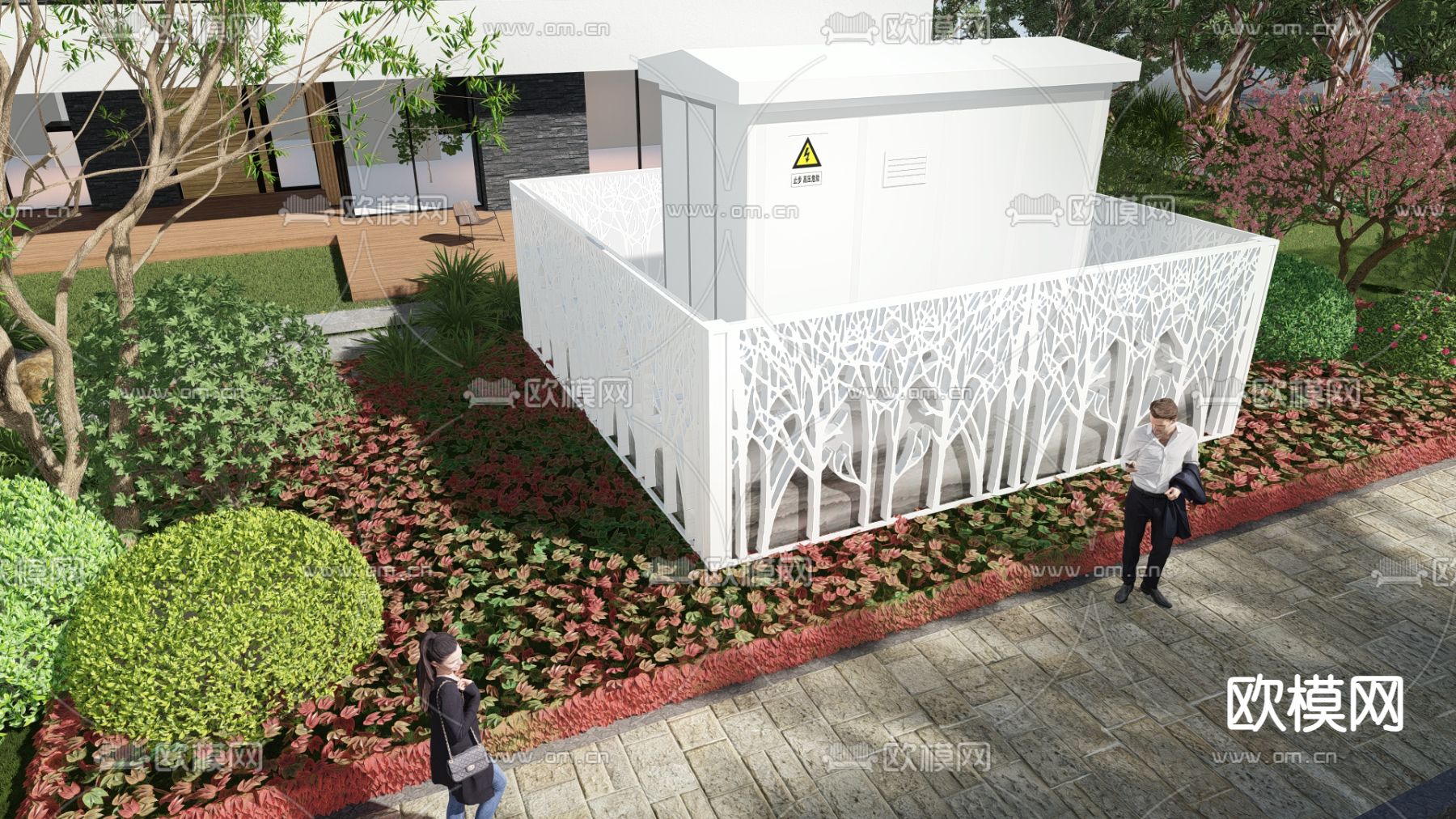 现代户外电箱su模型下载（渲染图2）