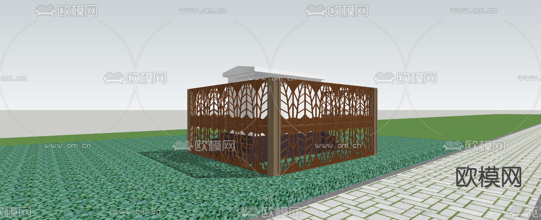 现代户外电箱su模型下载（渲染图2）