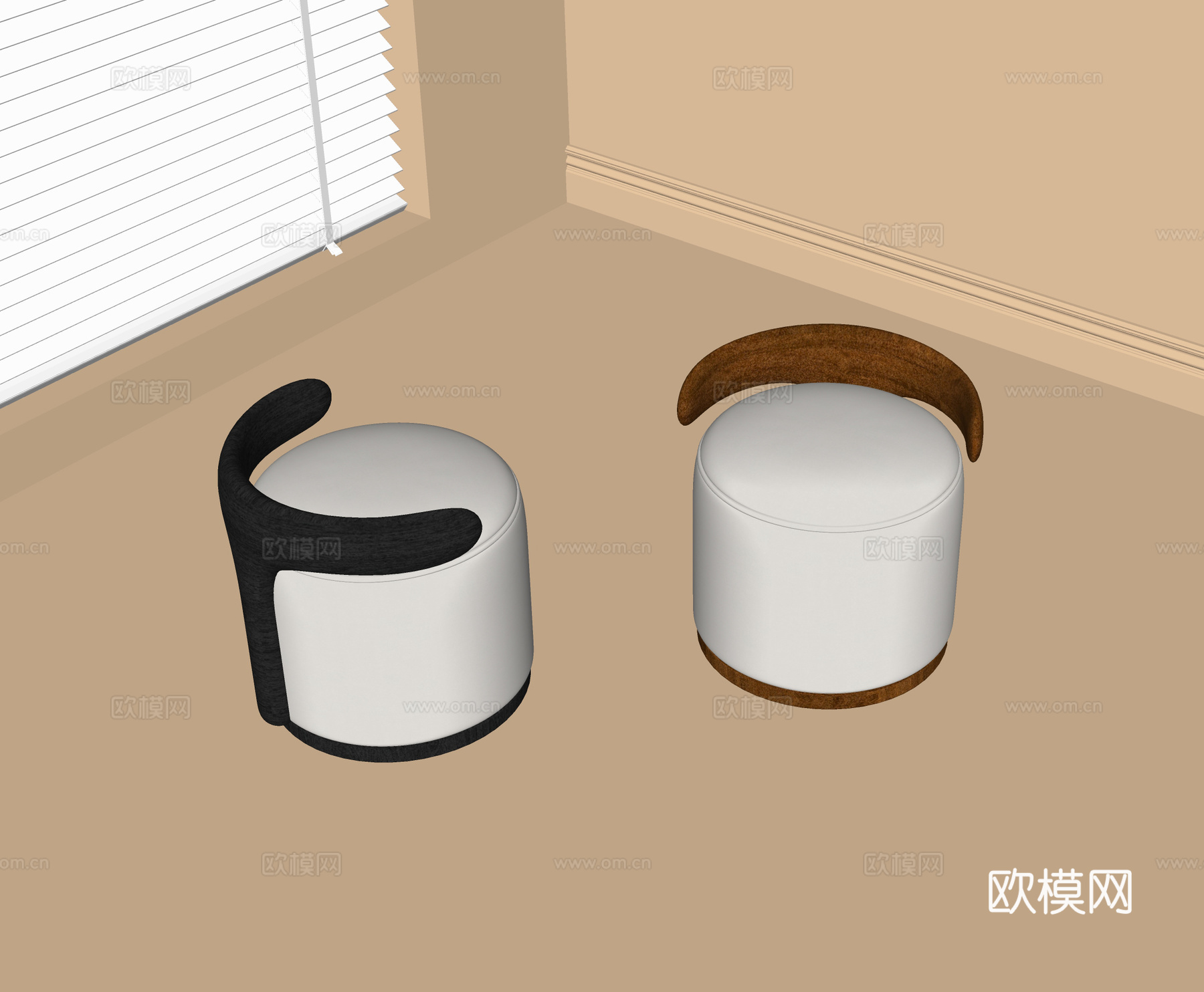 现代凳子 梳妆凳 换鞋凳su模型下载（渲染图2）