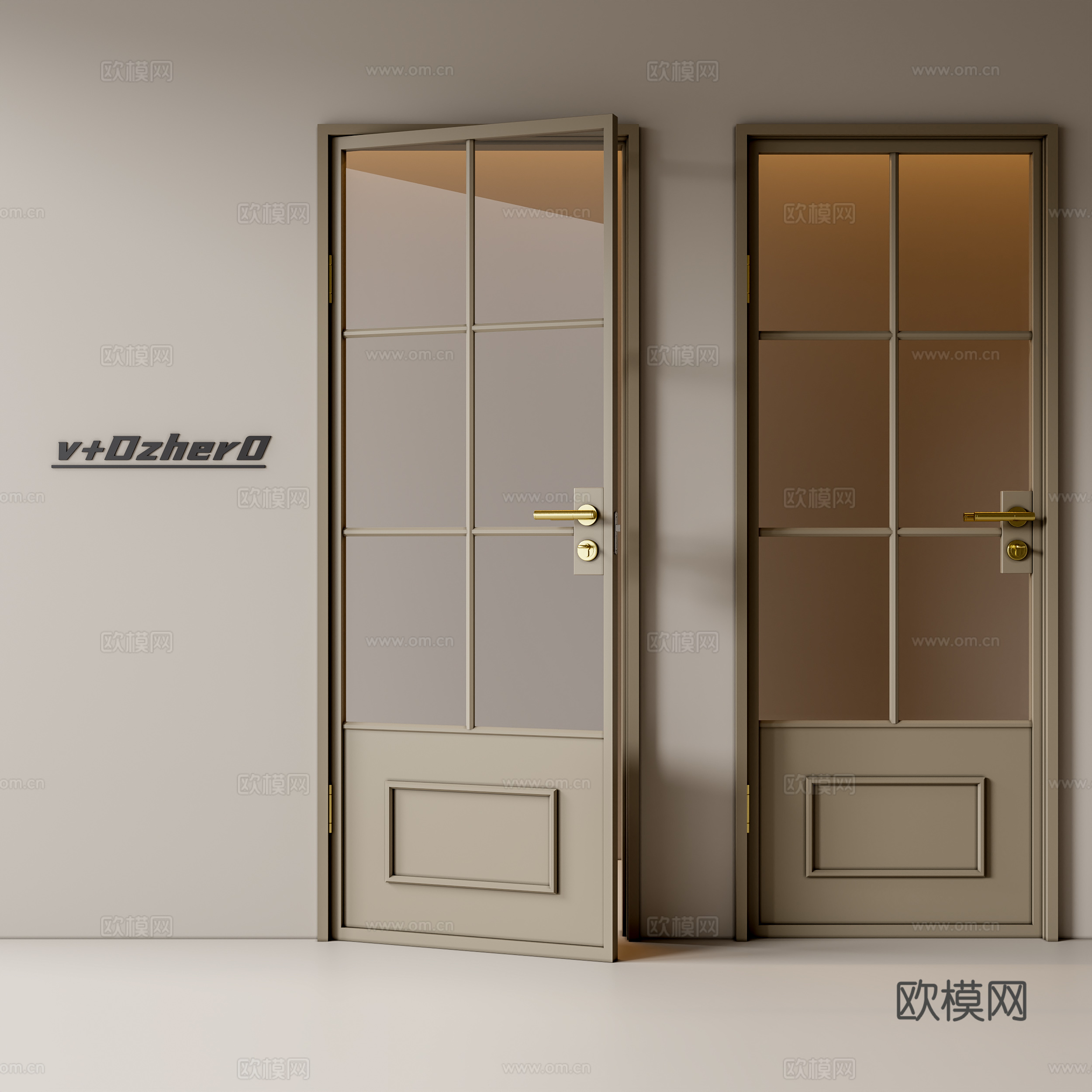 现代玻璃门su模型