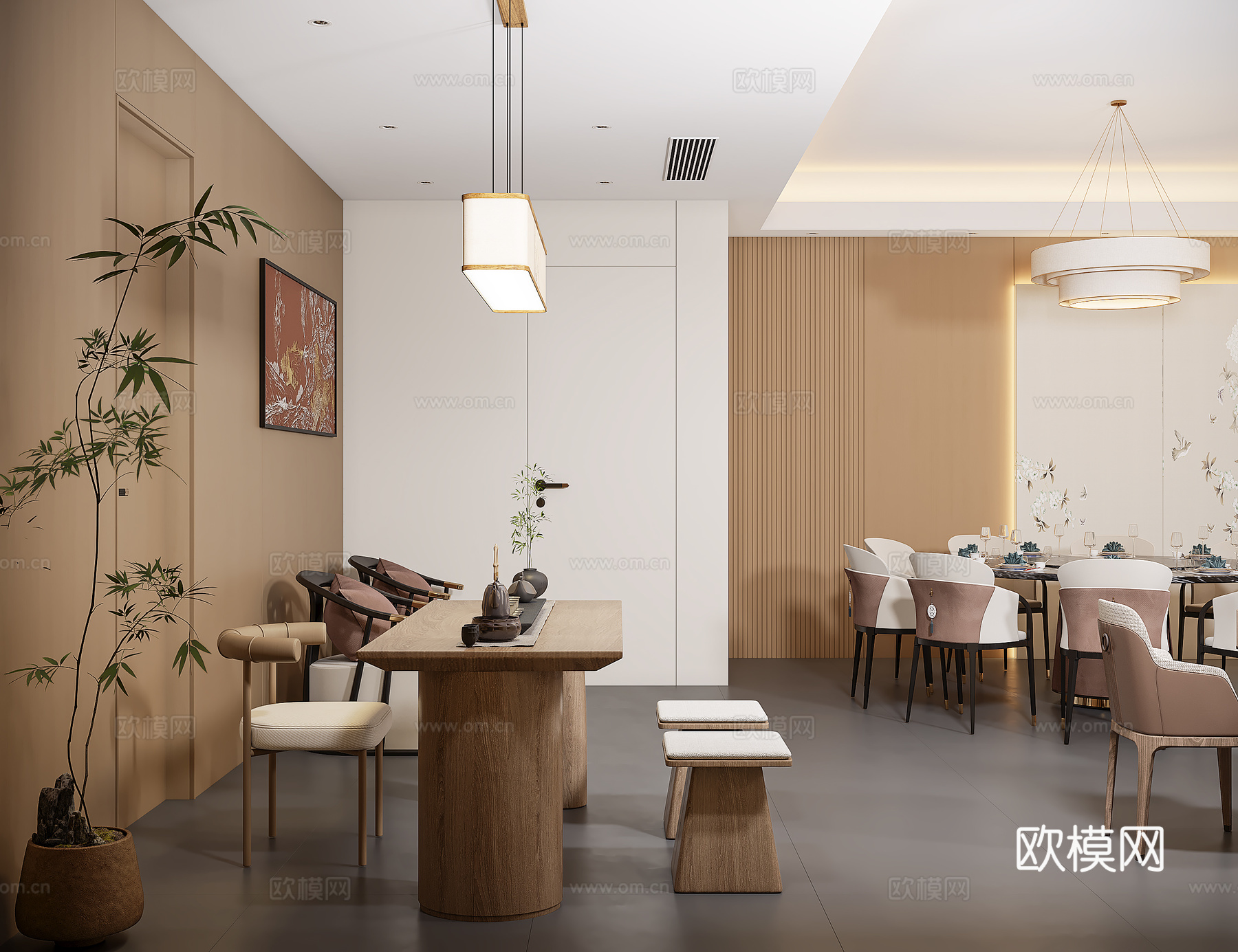 新中式棋牌室包间3d模型