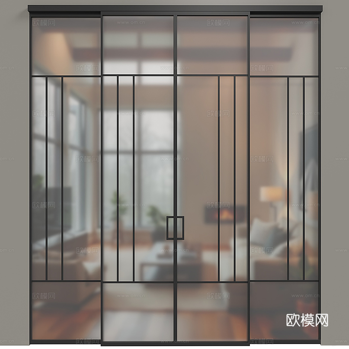 现代简约推拉门 门 简约推拉门 玻璃推拉门3d模型