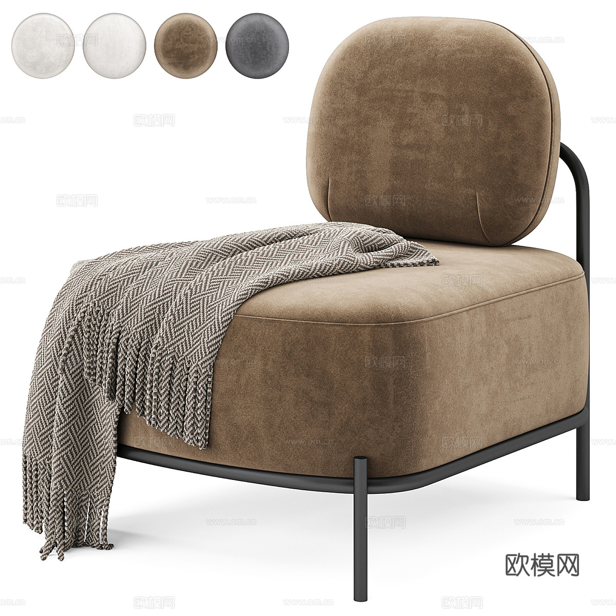 现代意式极简沙发椅3d模型