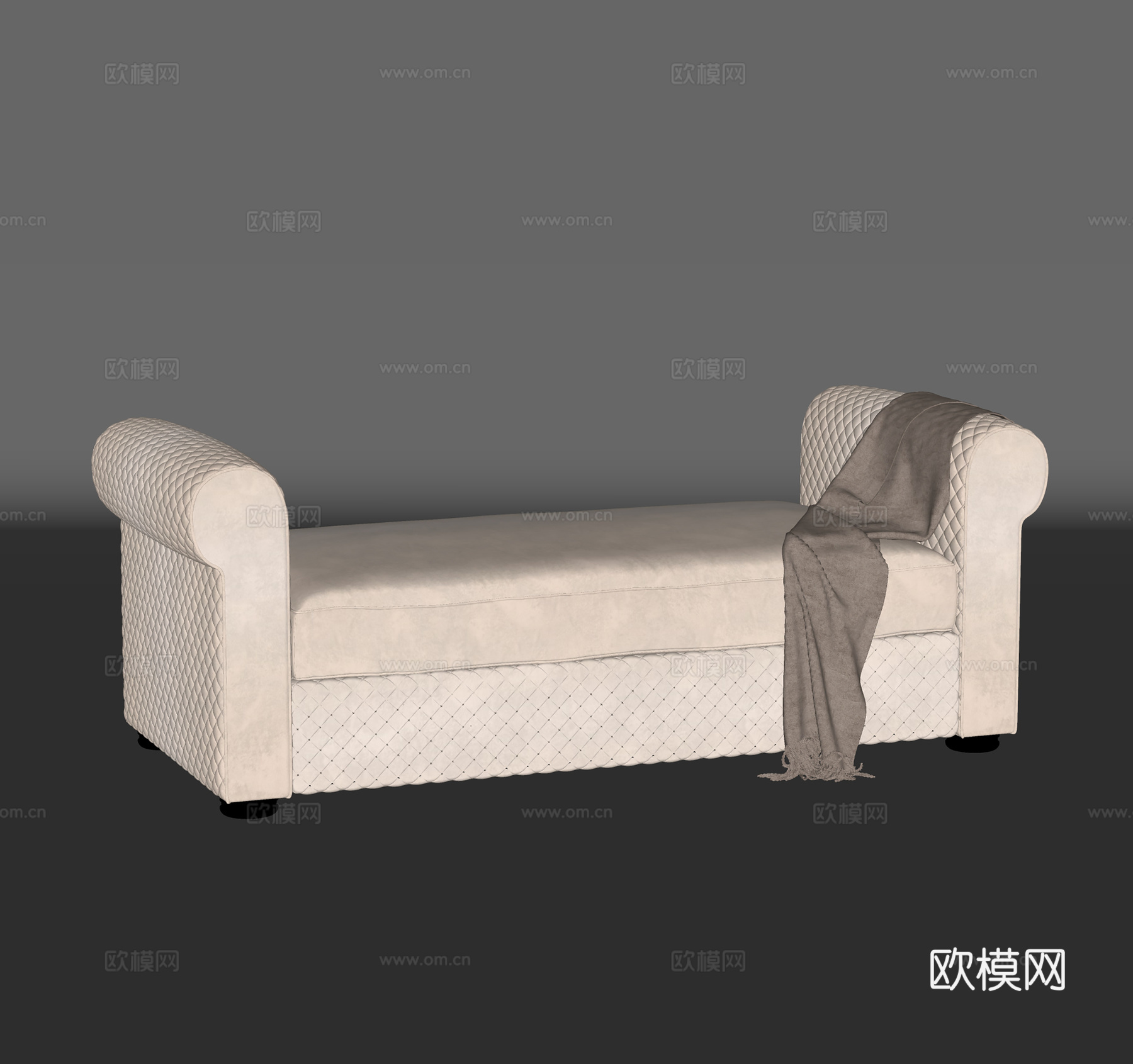 简欧沙发凳 床尾凳  布艺凳su模型