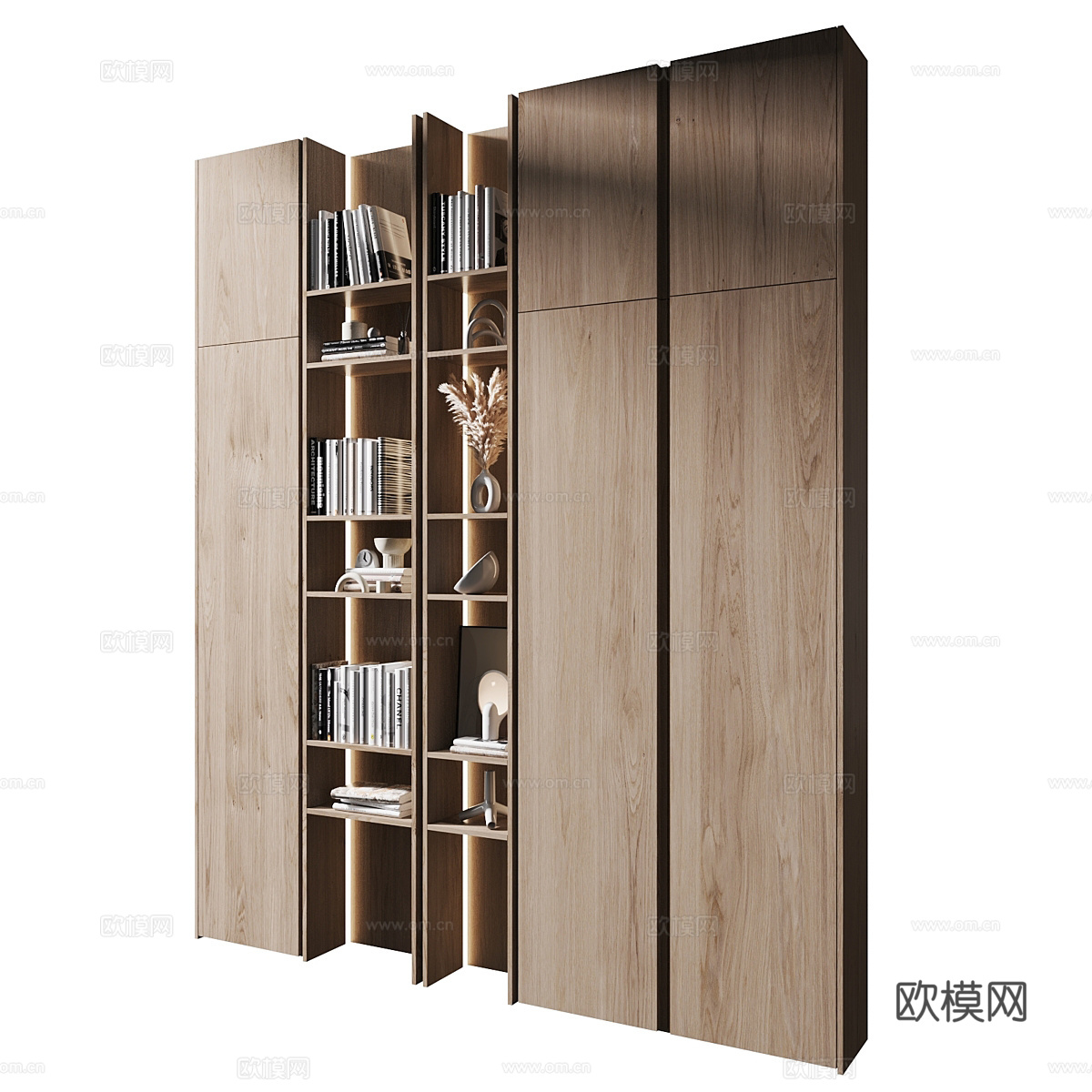 现代意式极简装饰书柜3d模型