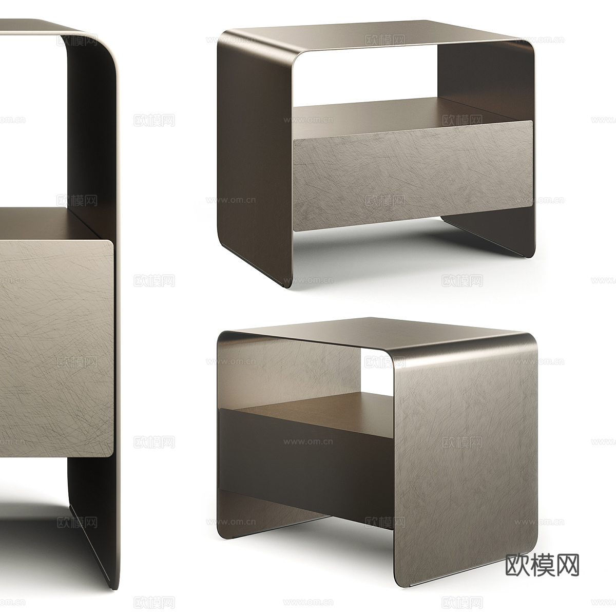现代轻奢金属床头柜3d模型