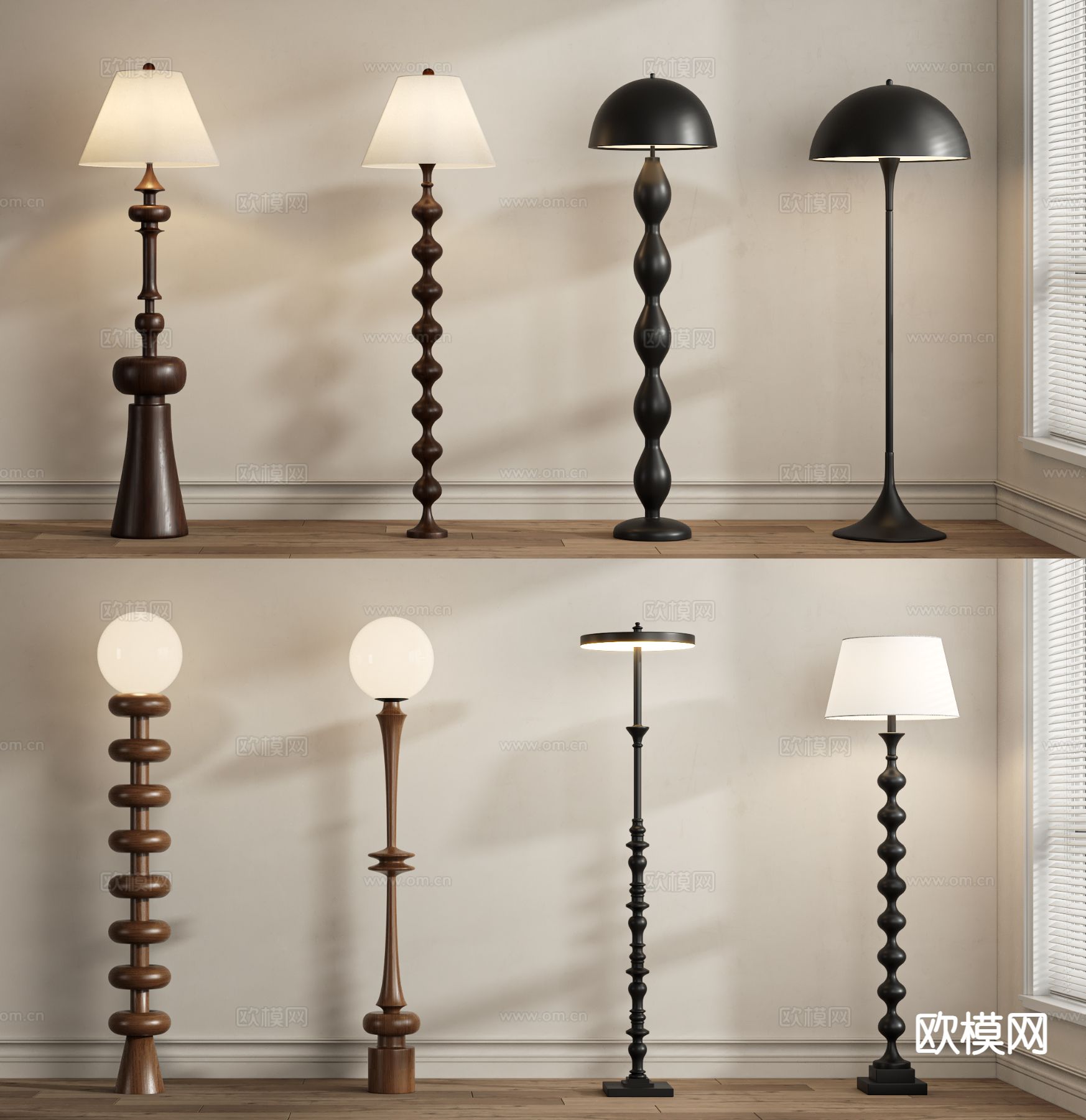 法式落地灯su模型下载（渲染图2）